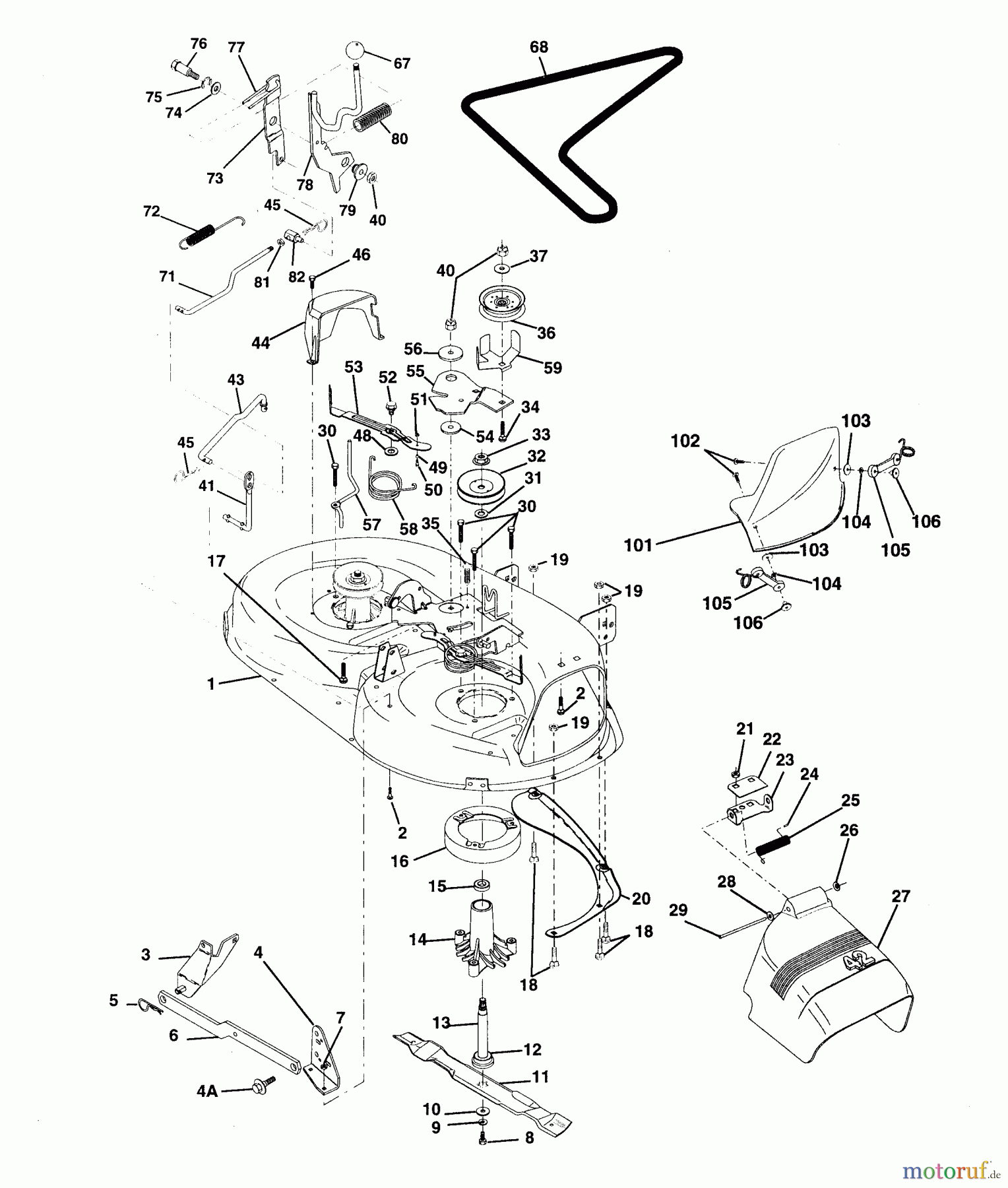 Husqvarna Rasen und Garten Traktoren LTH 125 (954000782) (HC125H42A) - Husqvarna Lawn Tractor (1994-01 & After) 42