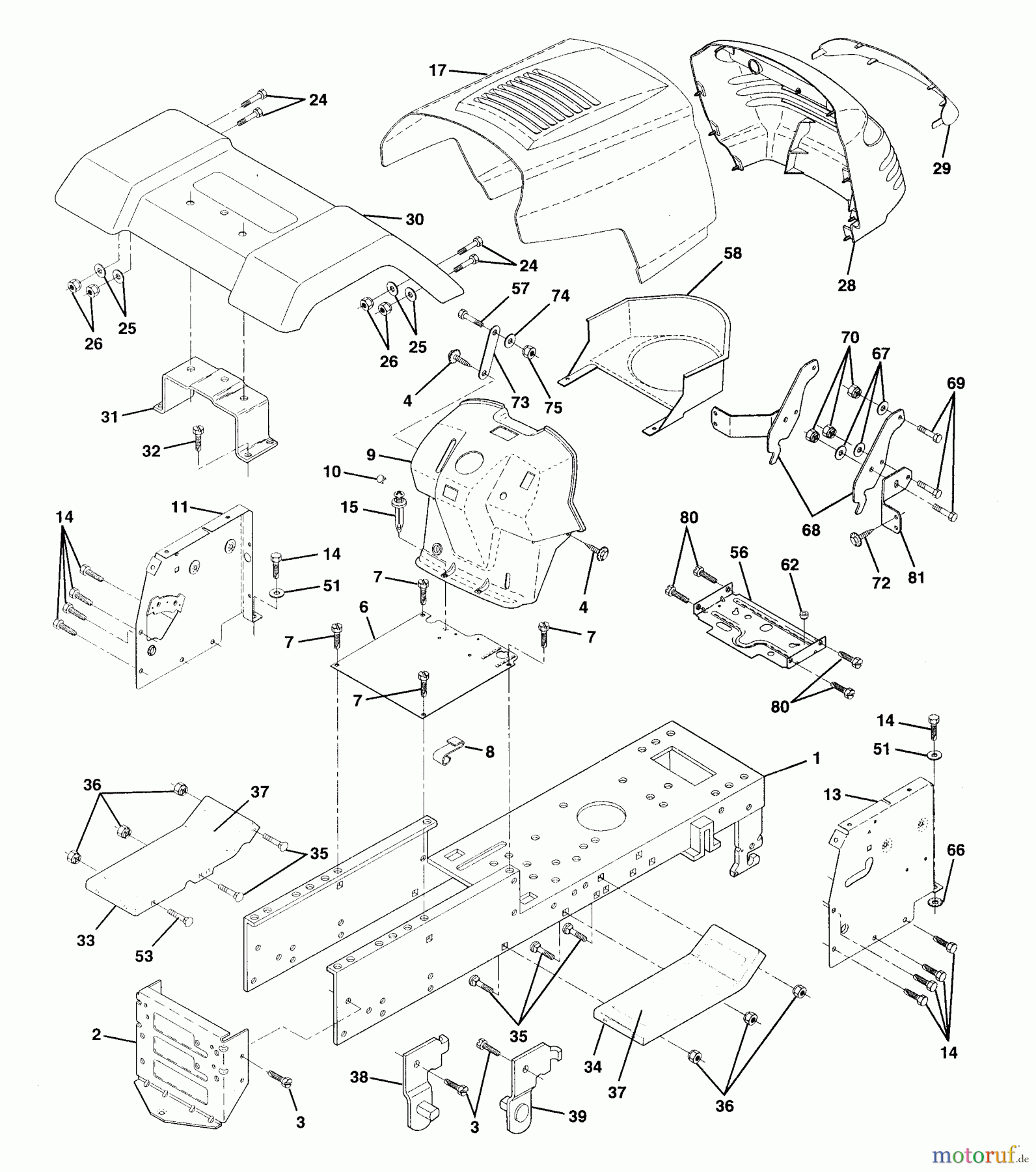 Husqvarna Rasen und Garten Traktoren LTH 125 (954000782) (HC125H42A) - Husqvarna Lawn Tractor (1994-01 & After) Chassis And Enclosures