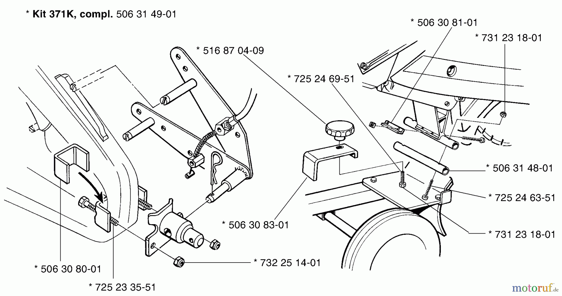Husqvarna Zubehör, Sägen KV 03 - Husqvarna Trolley Cart for 371 K / 3210 K (1999-09 to 2000-02) Hitch For 371K