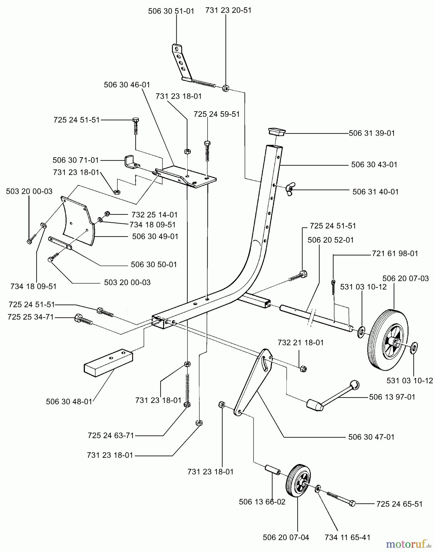 Husqvarna Zubehör, Sägen KV 03 - Husqvarna Trolley Cart for 371 K / 3210 K (1999-09 to 2000-02) Main Frame & Wheel