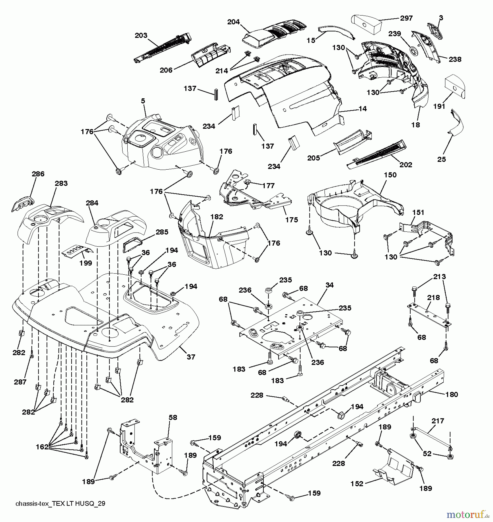 Husqvarna Rasen und Garten Traktoren LTH 126 (96041019902) - Husqvarna Lawn Tractor (2012-05 & After) CHASSIS ENCLOSURES
