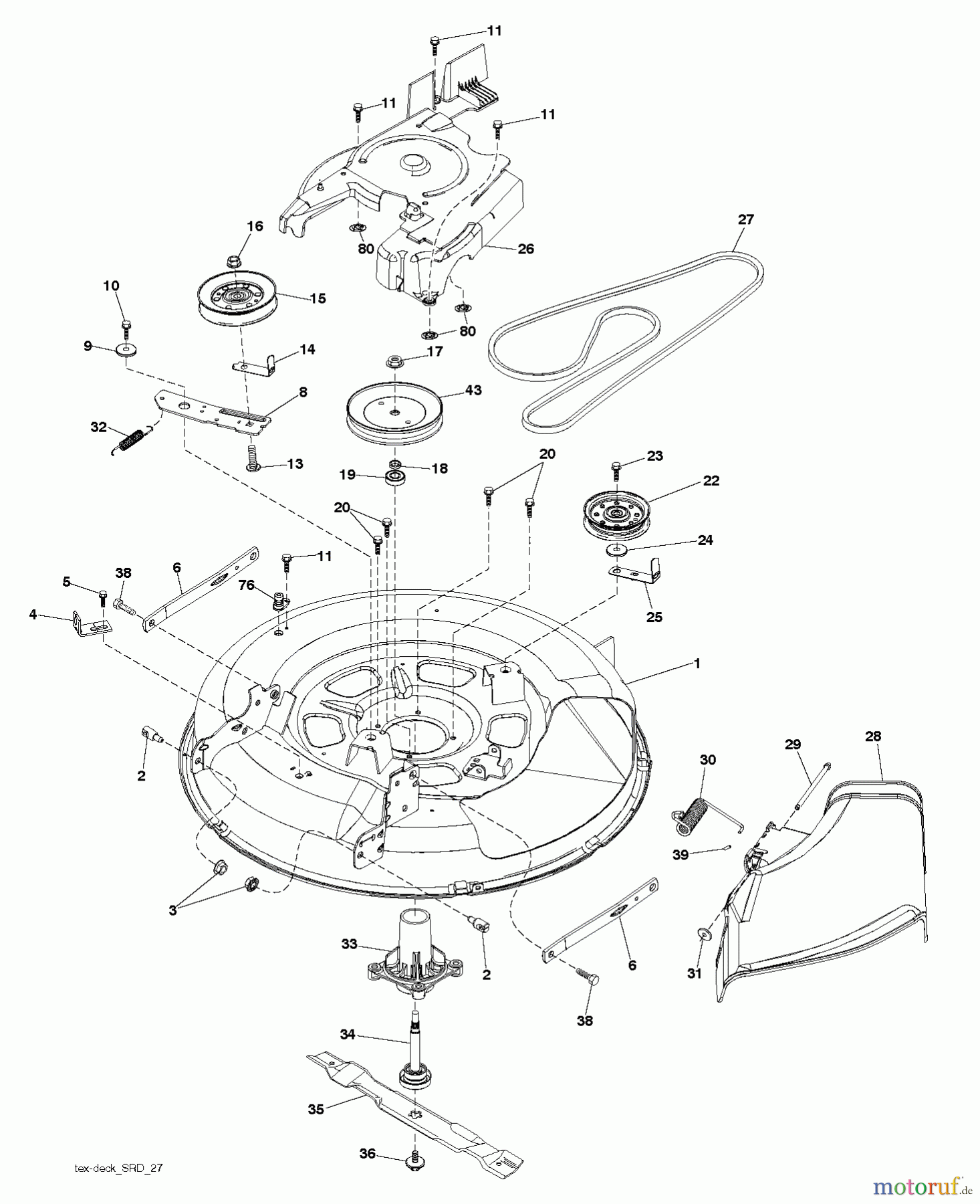 Husqvarna Rasen und Garten Traktoren LTH 126 (96041019903) - Husqvarna Lawn Tractor (2013-04) MOWER DECK / CUTTING DECK