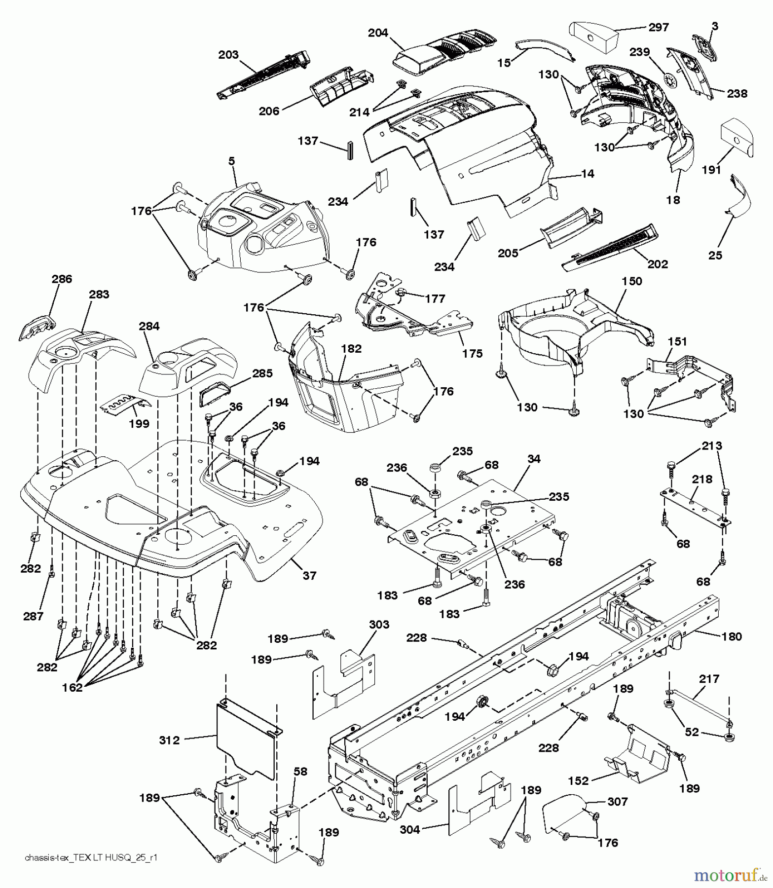 Husqvarna Rasen und Garten Traktoren LTH 126 (96041020501) - Husqvarna Lawn Tractor (2011-07 & After) CHASSIS ENCLOSURES