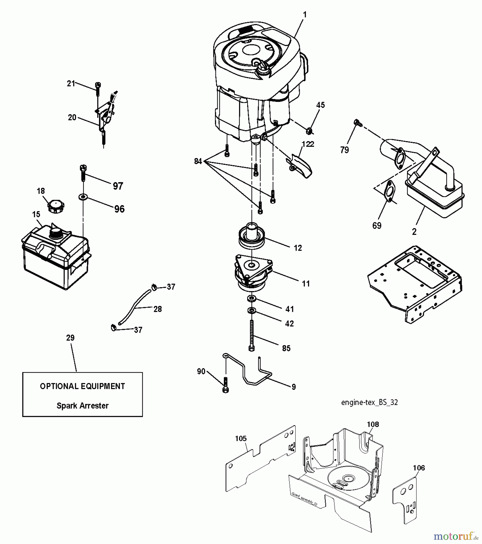 Husqvarna Rasen und Garten Traktoren LTH 126 (96041020502) - Husqvarna Lawn Tractor (2012-06 & After) ENGINE