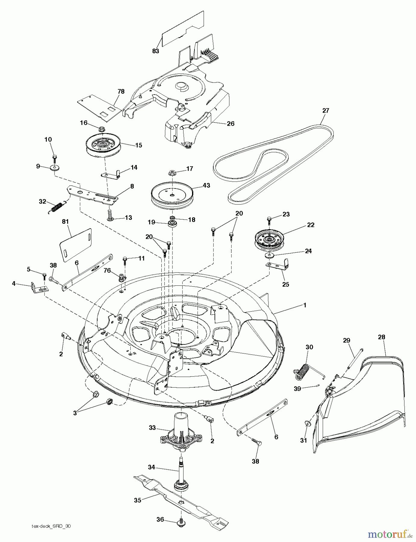 Husqvarna Rasen und Garten Traktoren LTH 126 (96041020501) - Husqvarna Lawn Tractor (2011-07 & After) MOWER DECK / CUTTING DECK