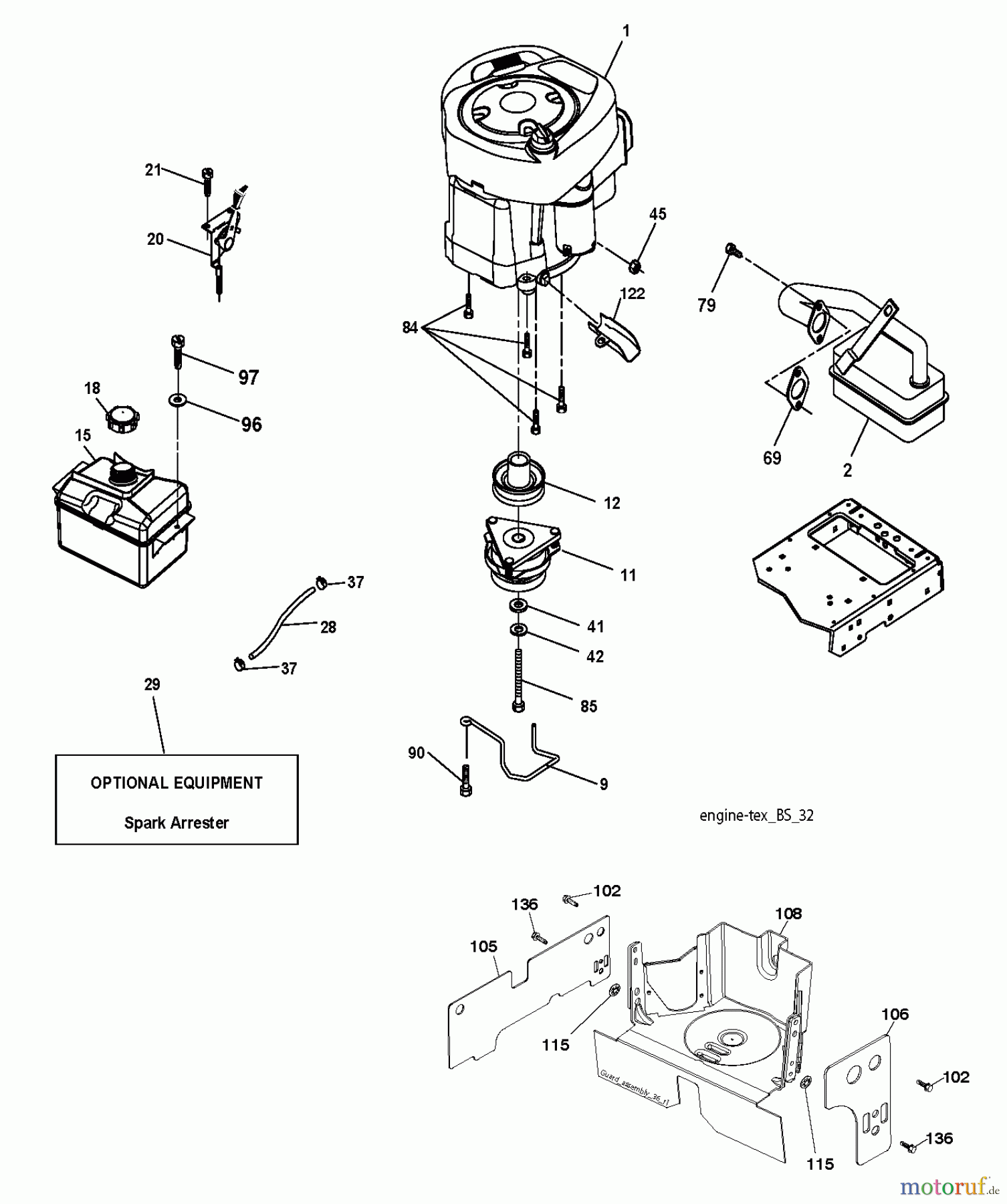 Husqvarna Rasen und Garten Traktoren LTH 126 (96041020503) - Husqvarna Lawn Tractor (2013-05) ENGINE