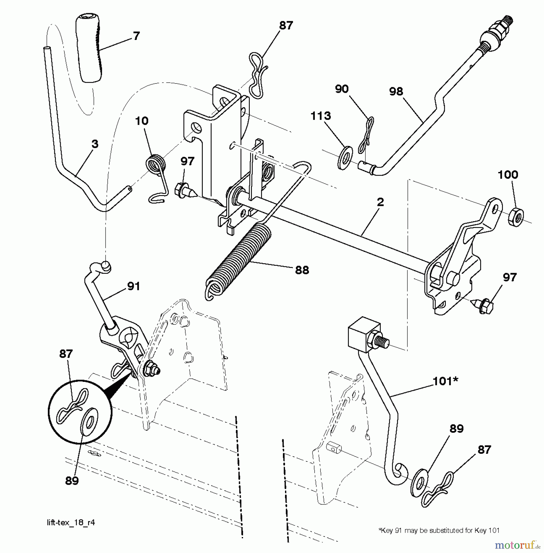 Husqvarna Rasen und Garten Traktoren LTH 126 (96041020503) - Husqvarna Lawn Tractor (2013-05) MOWER LIFT / DECK LIFT