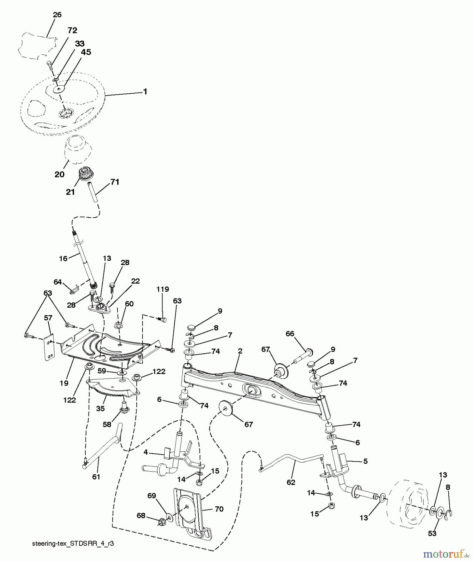 Husqvarna Rasen und Garten Traktoren LTH 126 (96041020503) - Husqvarna Lawn Tractor (2013-05) STEERING