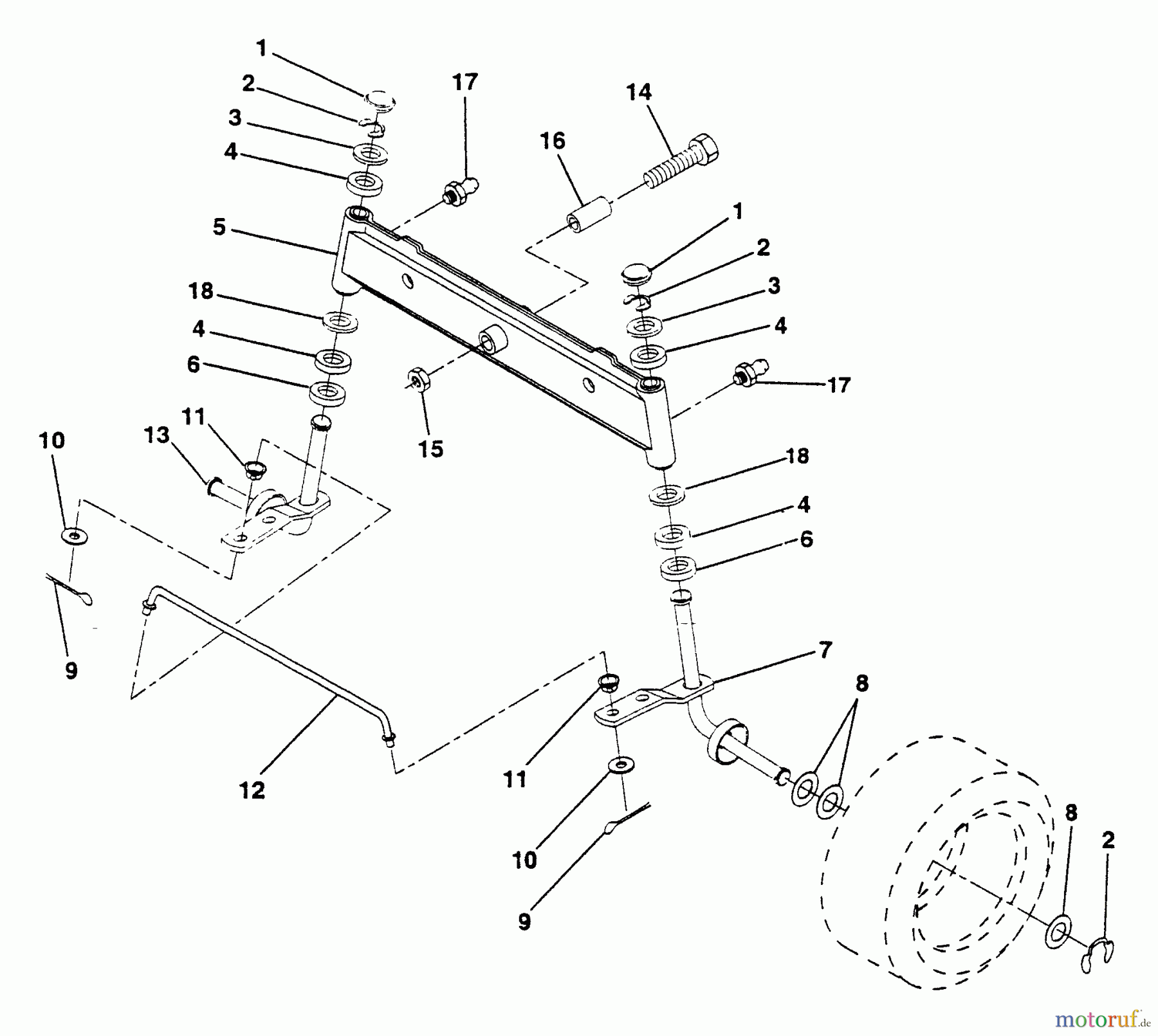 Husqvarna Rasen und Garten Traktoren LTH 13 (954001042) (HAR13H38B) - Husqvarna Lawn Tractor (1995-01 & After) Front Axle