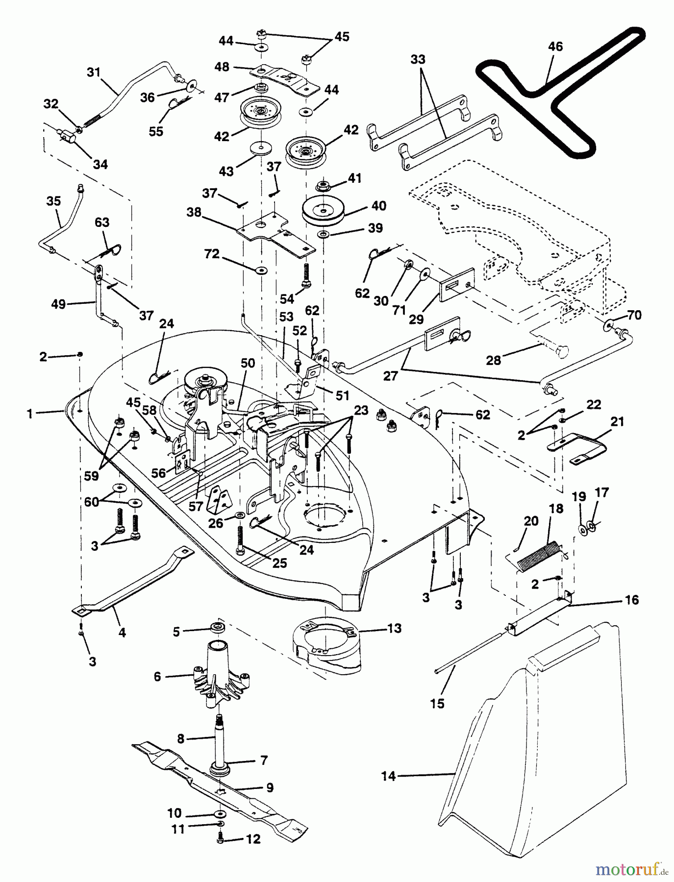 Husqvarna Rasen und Garten Traktoren LTH 13 (954001042) (HAR13H38B) - Husqvarna Lawn Tractor (1995-01 & After) Mower Deck
