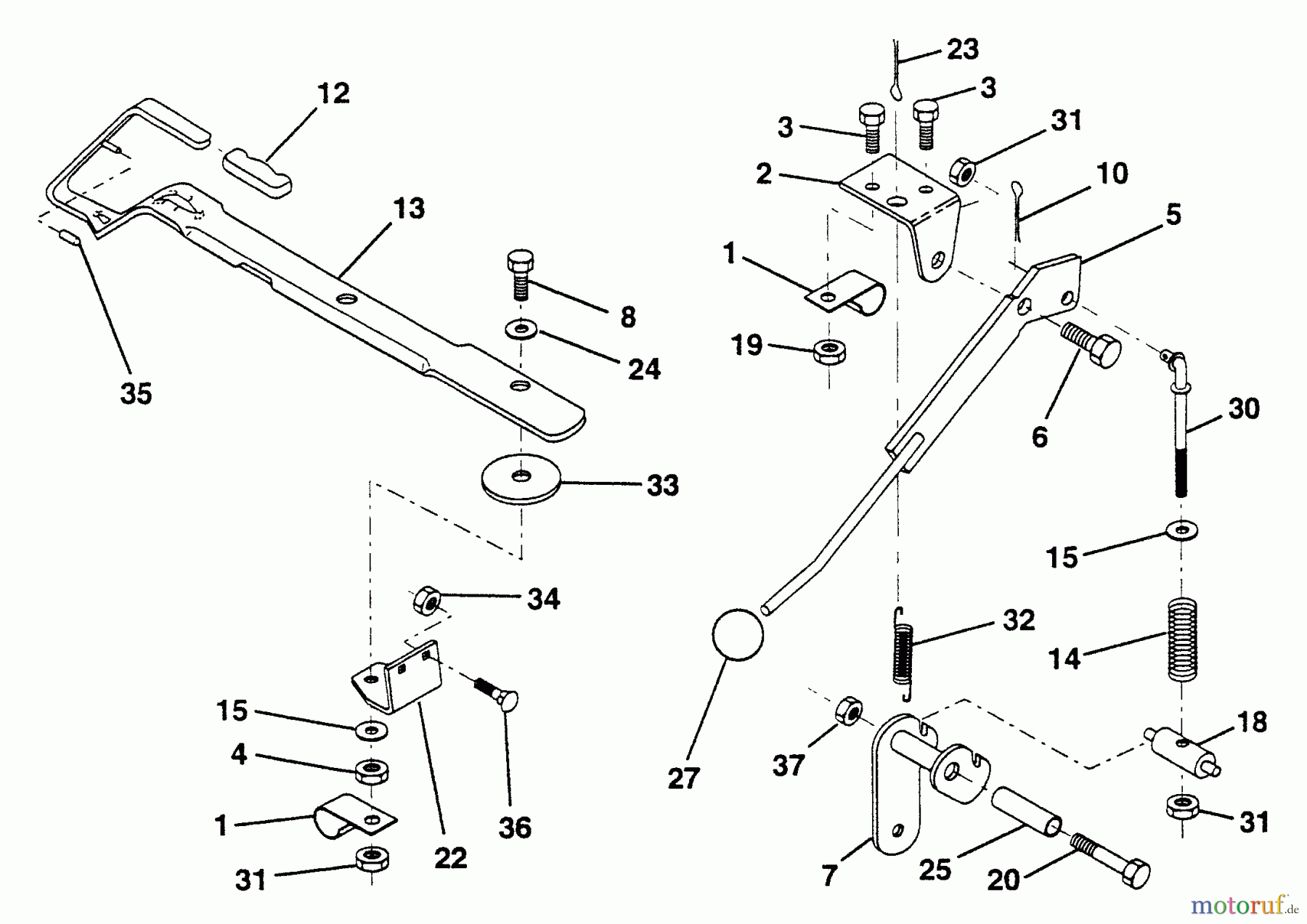 Husqvarna Rasen und Garten Traktoren LTH 13 (954001042) (HAR13H38B) - Husqvarna Lawn Tractor (1995-01 & After) Mower Lift Lever
