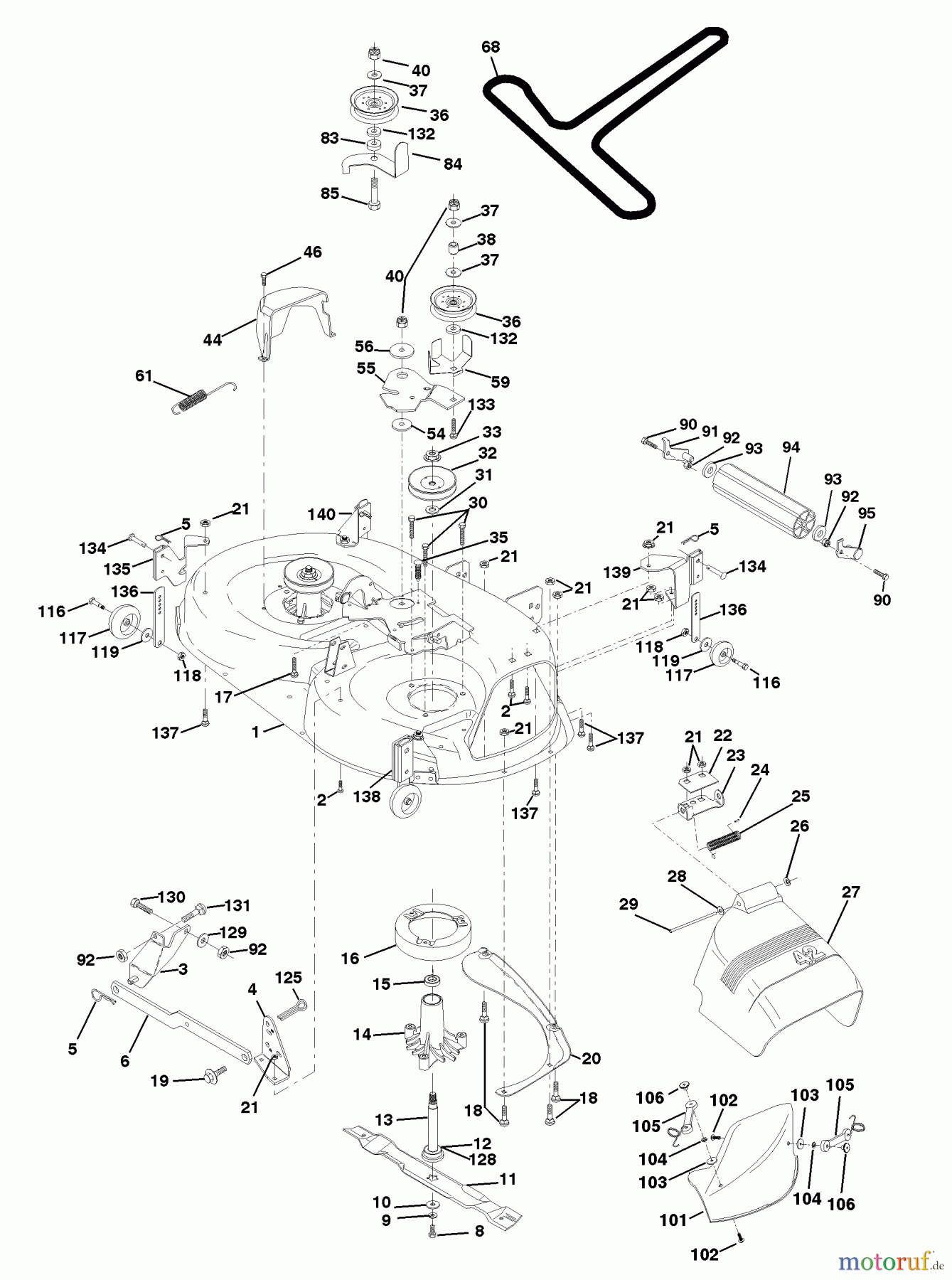Husqvarna Rasen und Garten Traktoren LTH 130 (954140005) (HCLTH130J) - Husqvarna Lawn Tractor (1999-01 & After) Mower Deck