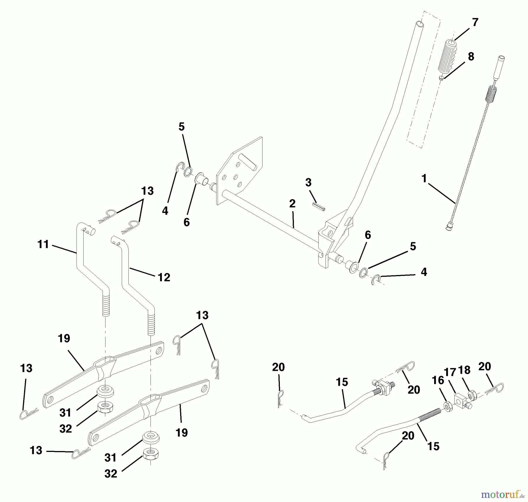 Husqvarna Rasen und Garten Traktoren LTH 130 (954140005) (HCLTH130J) - Husqvarna Lawn Tractor (1999-01 & After) Mower Lift