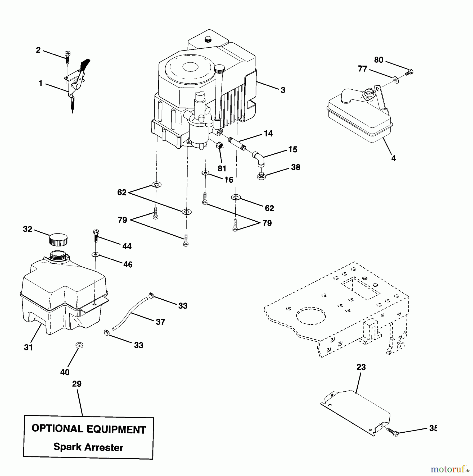 Husqvarna Rasen und Garten Traktoren LTH 130 (954140005A) - Husqvarna Lawn Tractor (1997-12 & After) Engine