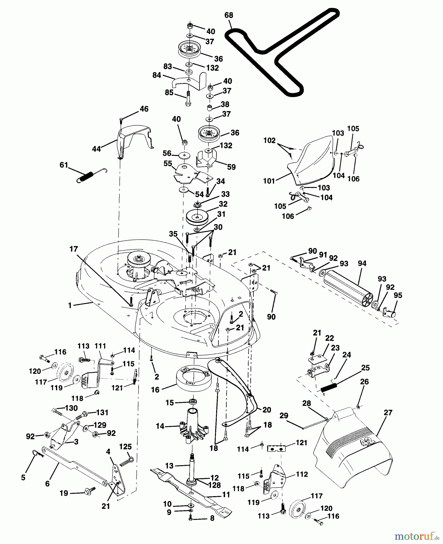 Husqvarna Rasen und Garten Traktoren LTH 130 (954140005A) - Husqvarna Lawn Tractor (1997-12 & After) Mower Deck