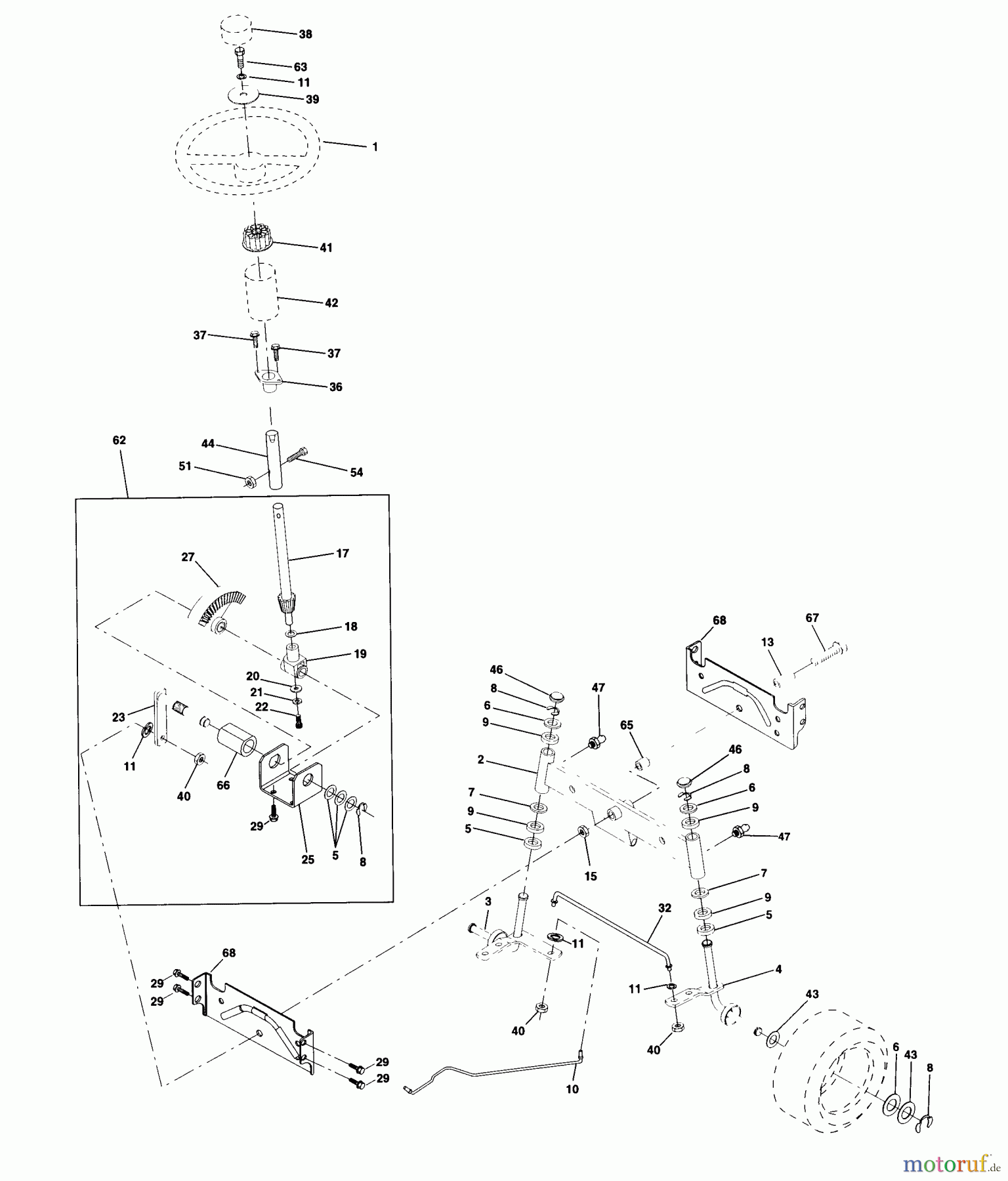 Husqvarna Rasen und Garten Traktoren LTH 130 (954140005A) - Husqvarna Lawn Tractor (1997-12 & After) Steering Assembly