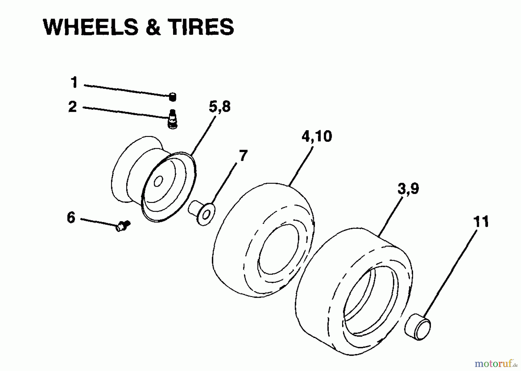 Husqvarna Rasen und Garten Traktoren LTH 130 (954140005A) - Husqvarna Lawn Tractor (1997-12 & After) Wheels & Tires