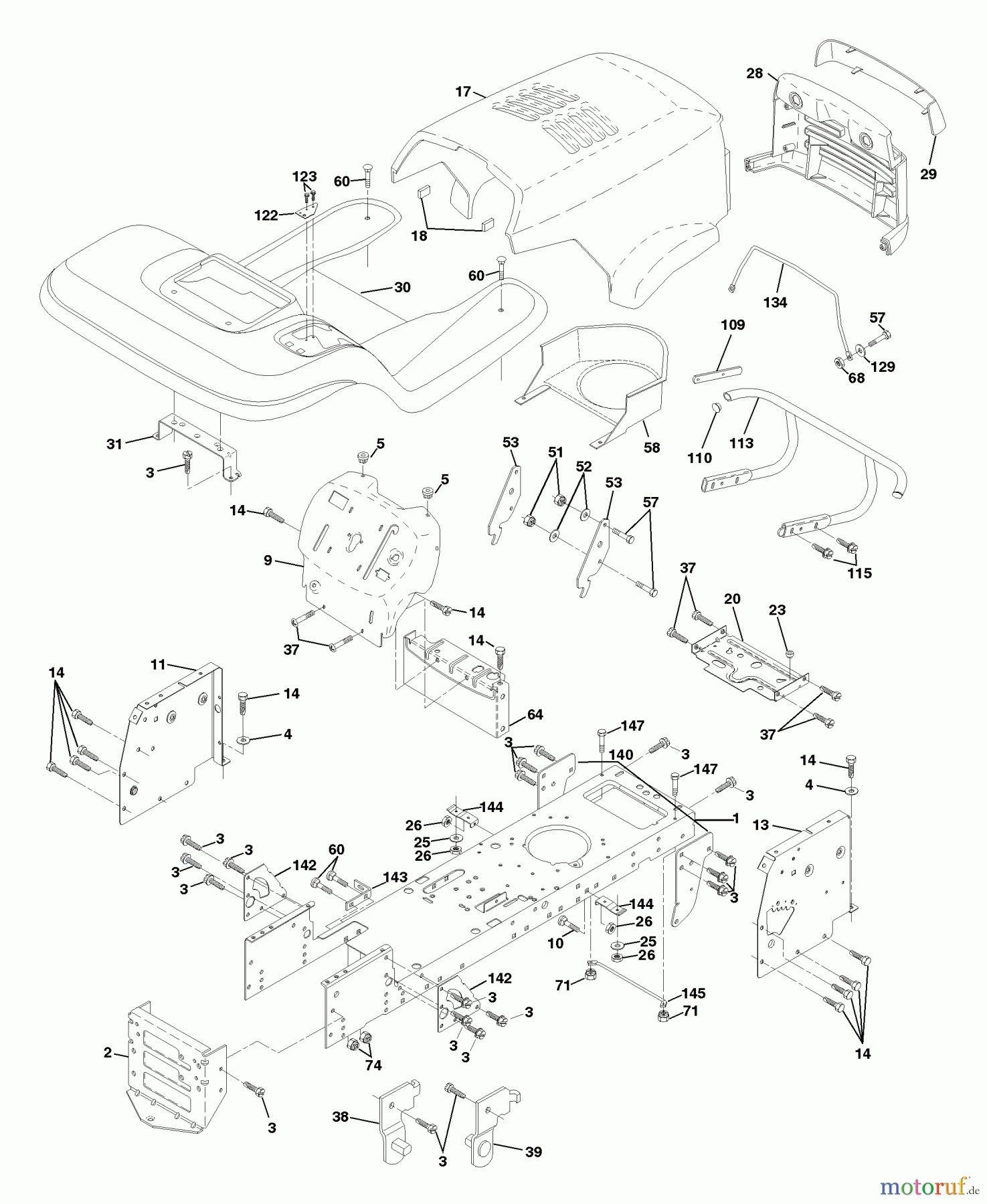 Husqvarna Rasen und Garten Traktoren LTH 130 (954140005B) - Husqvarna Lawn Tractor (1997-12 & After) Chassis And Enclosures