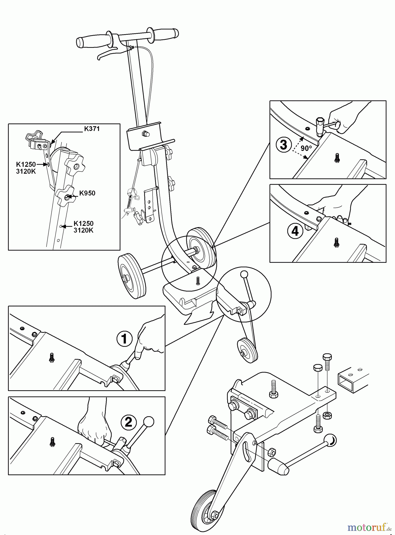  Husqvarna Zubehör, Sägen KV 03 - Husqvarna Trolley Cart for K 1250 / 371 K / 375 K / 3210 K (2007-01 & After) Assembly Instruction