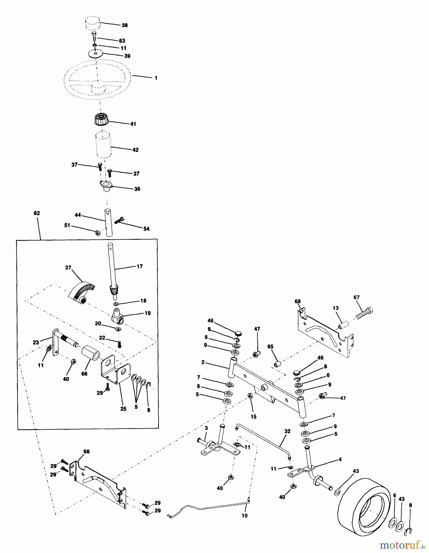 Husqvarna Rasen und Garten Traktoren LTH 130 (954140005C) - Husqvarna Lawn Tractor (1998-02 & After) Steering Assembly