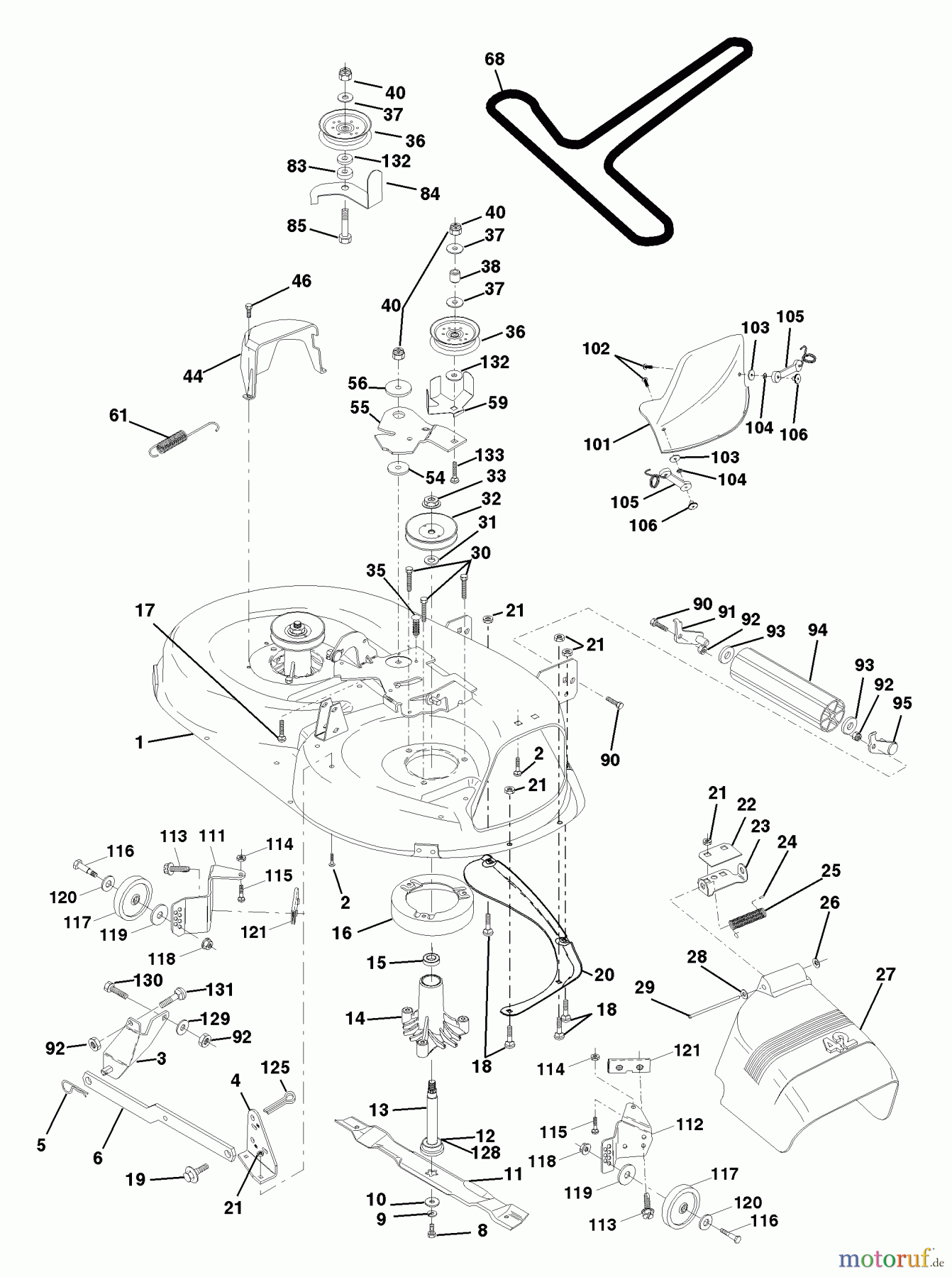 Husqvarna Rasen und Garten Traktoren LTH 130 (954140005D) - Husqvarna Lawn Tractor (1998-02 & After) Mower Deck