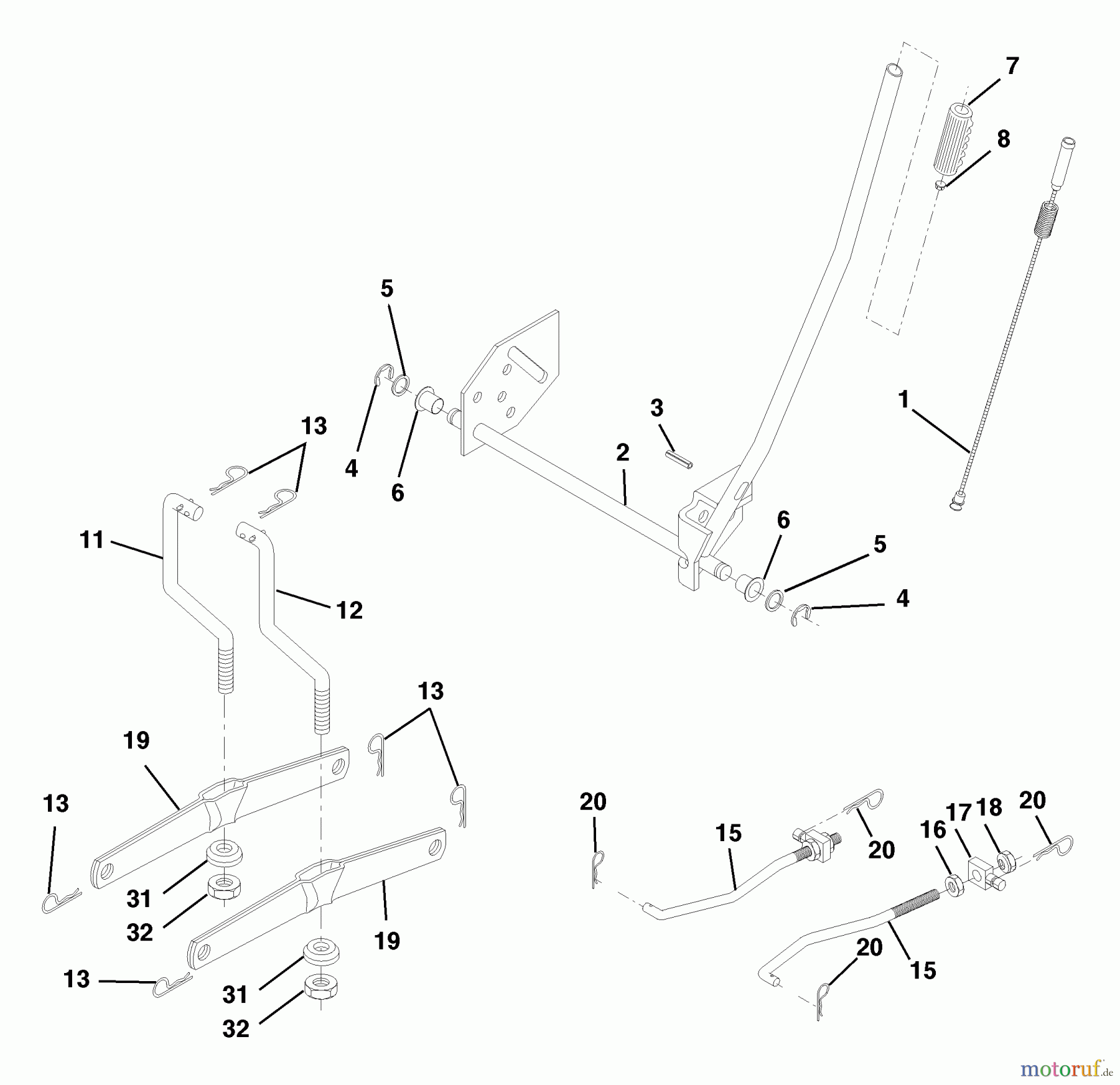 Husqvarna Rasen und Garten Traktoren LTH 130 (954140005D) - Husqvarna Lawn Tractor (1998-02 & After) Mower Lift