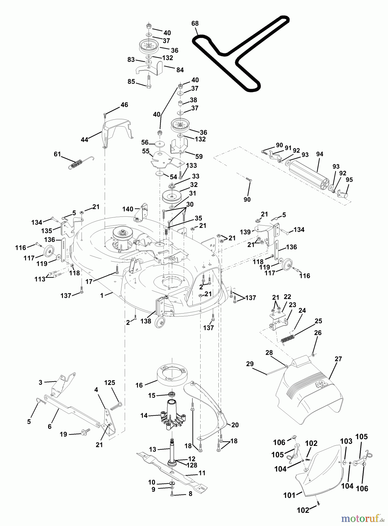 Husqvarna Rasen und Garten Traktoren LTH 130 (954140005F) - Husqvarna Lawn Tractor (1998-07 & After) Mower Deck