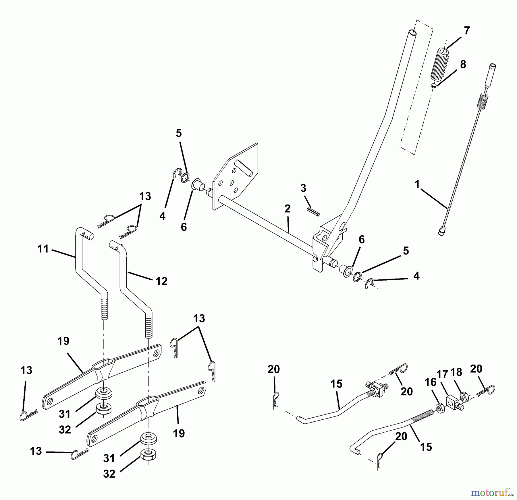 Husqvarna Rasen und Garten Traktoren LTH 130 (954140005F) - Husqvarna Lawn Tractor (1998-07 & After) Mower Lift