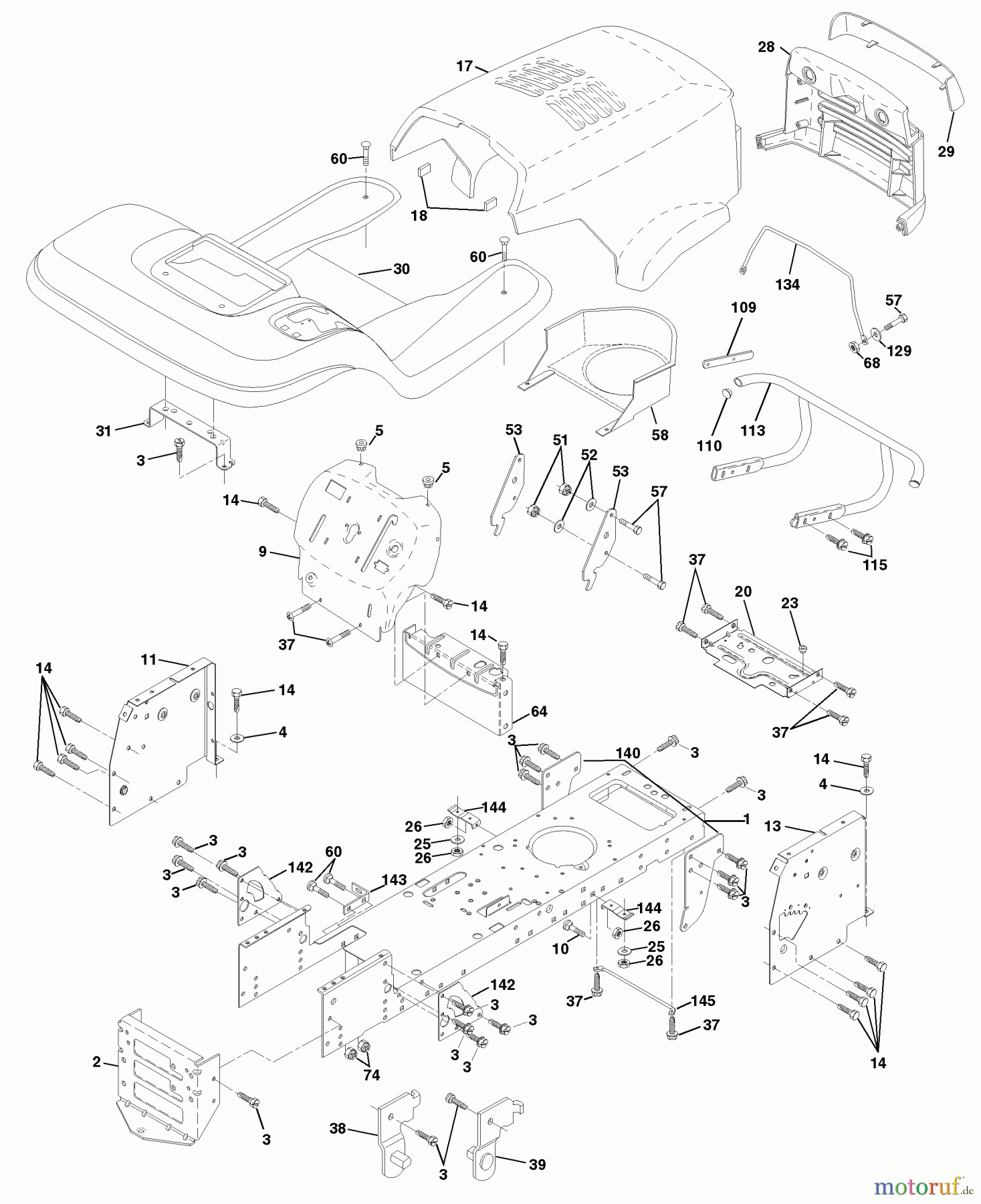 Husqvarna Rasen und Garten Traktoren LTH 130 (954140005G) - Husqvarna Lawn Tractor (1998-07 & After) Chassis And Enclosures