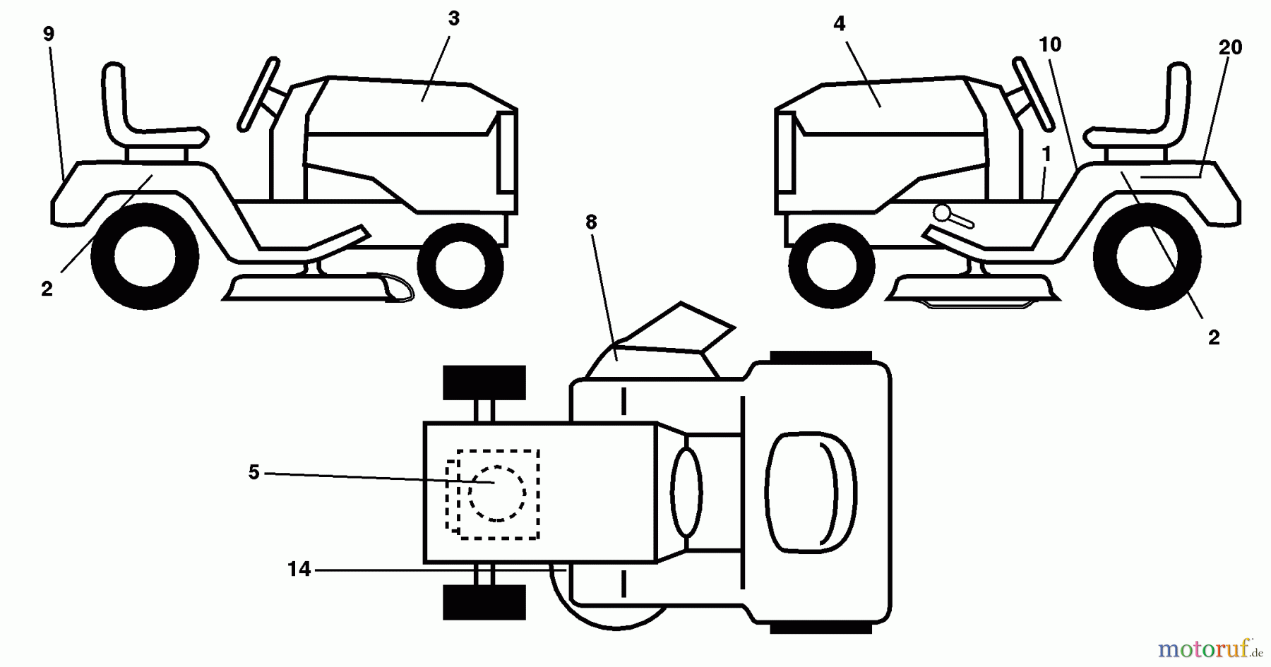Husqvarna Rasen und Garten Traktoren LTH 130 (954140005G) - Husqvarna Lawn Tractor (1998-07 & After) Decals