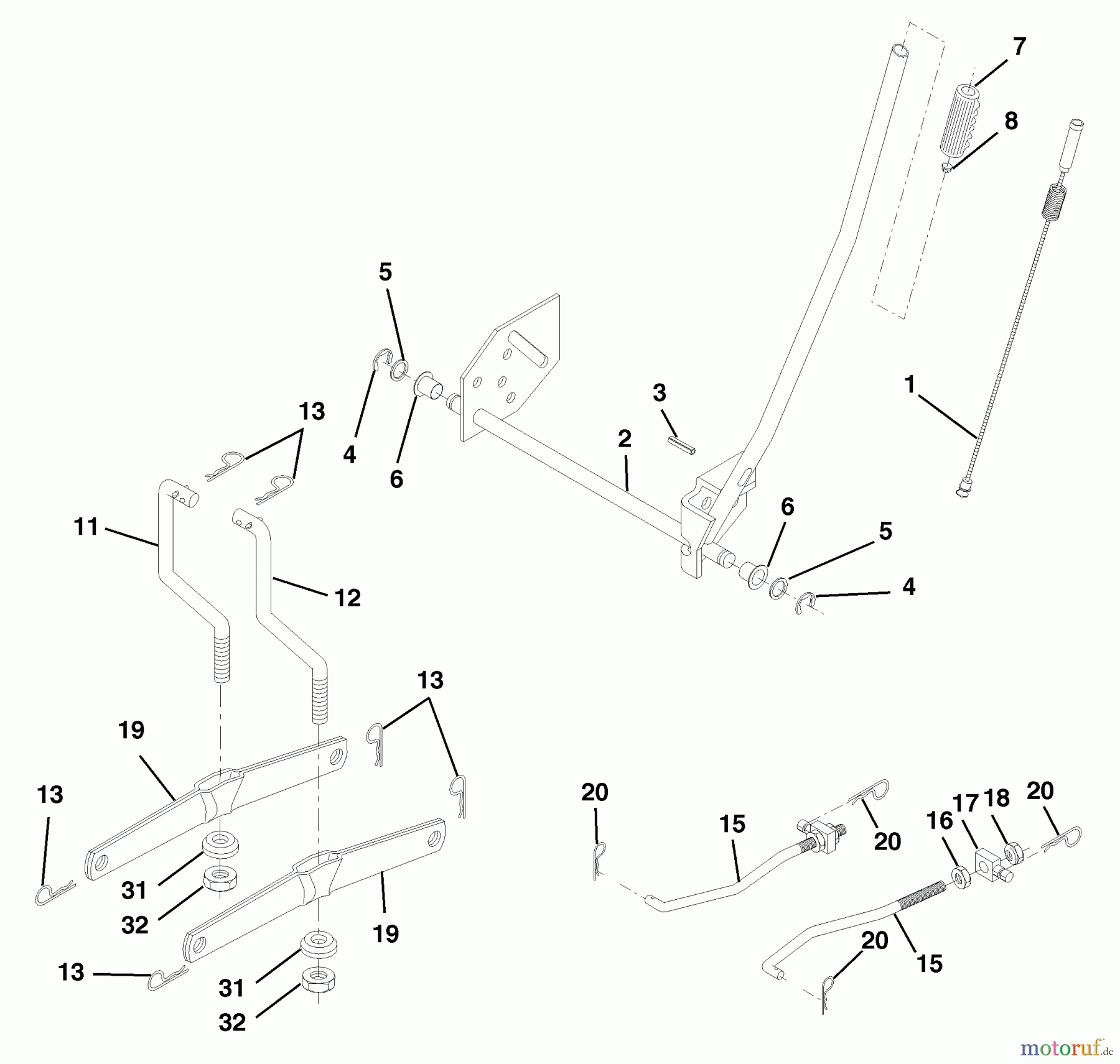 Husqvarna Rasen und Garten Traktoren LTH 130 (954140005G) - Husqvarna Lawn Tractor (1998-07 & After) Mower Lift