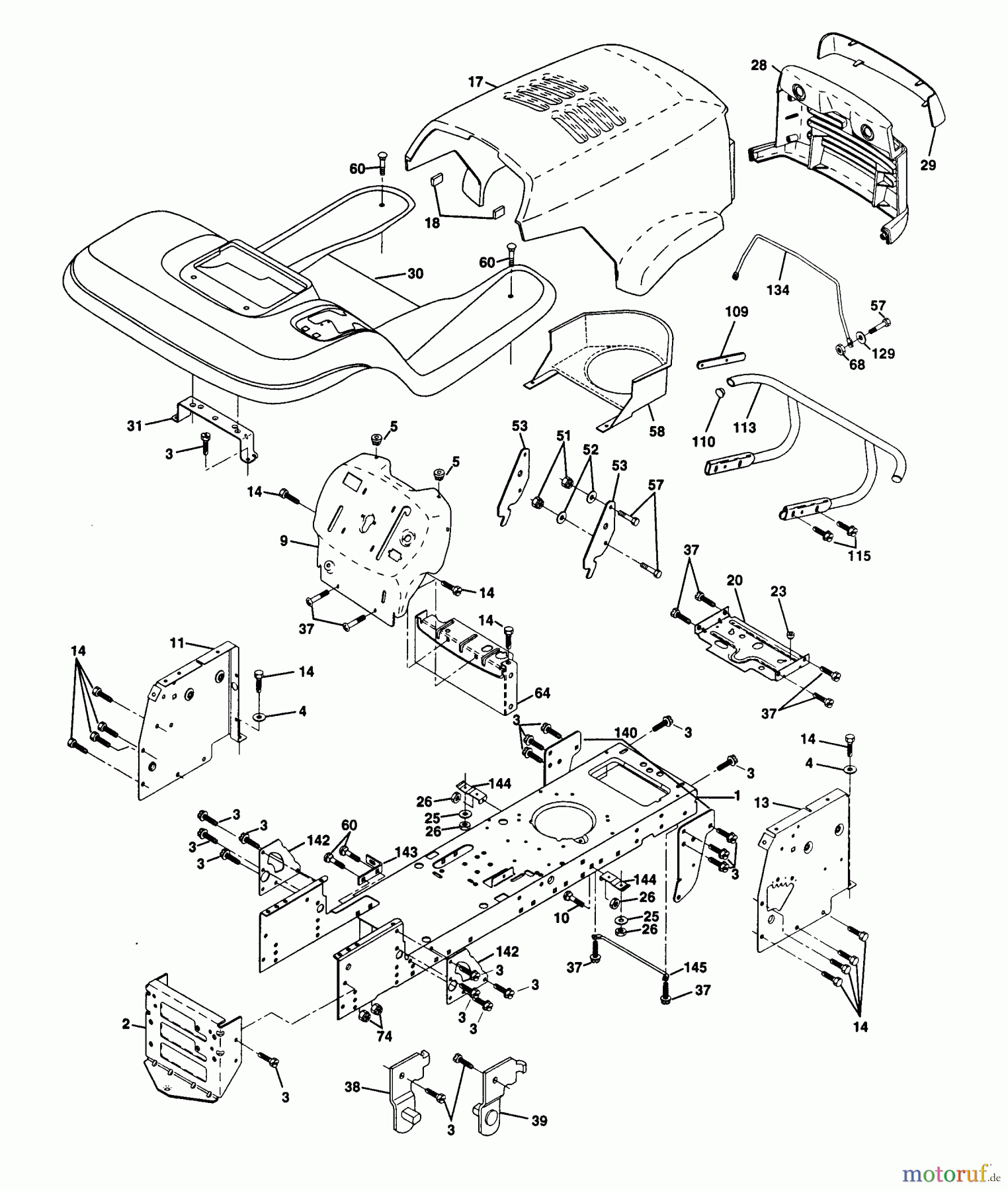 Husqvarna Rasen und Garten Traktoren LTH 130 (954140005H) - Husqvarna Lawn Tractor (1998-07 & After) Chassis And Enclosures