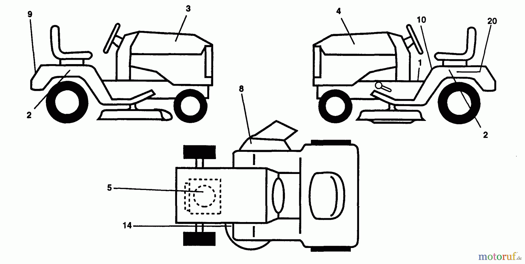 Husqvarna Rasen und Garten Traktoren LTH 130 (954140005H) - Husqvarna Lawn Tractor (1998-07 & After) Decals
