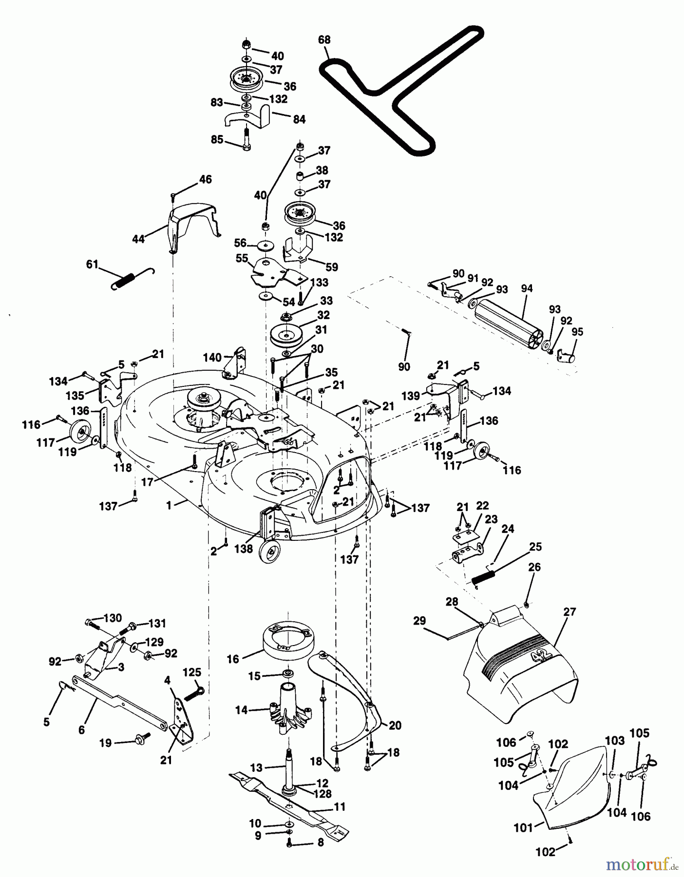 Husqvarna Rasen und Garten Traktoren LTH 130 (954140005H) - Husqvarna Lawn Tractor (1998-07 & After) Mower Deck