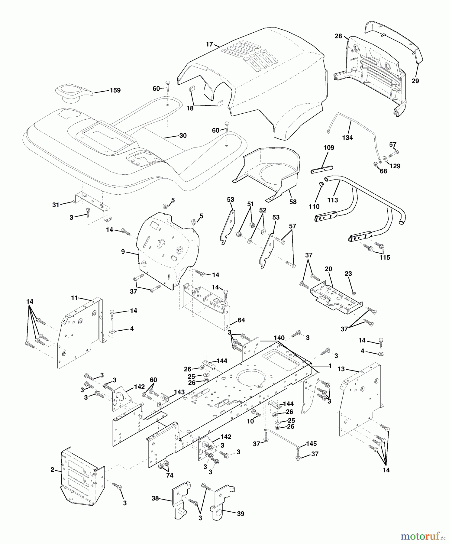 Husqvarna Rasen und Garten Traktoren LTH 130 (954140005K) - Husqvarna Lawn Tractor (1999-03 & After) Chassis & Enclosures