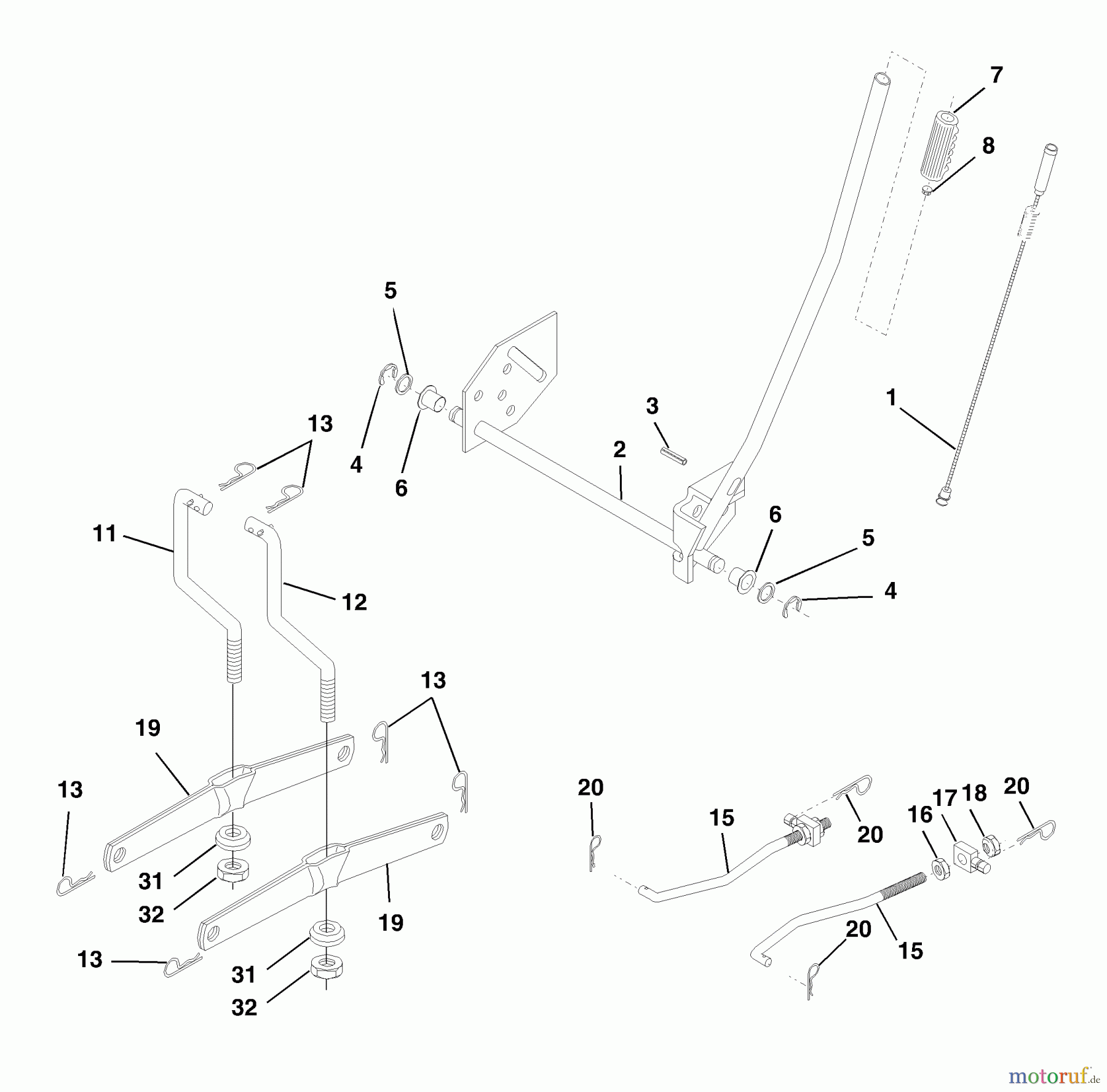 Husqvarna Rasen und Garten Traktoren LTH 130 (954140005K) - Husqvarna Lawn Tractor (1999-03 & After) Mower Lift