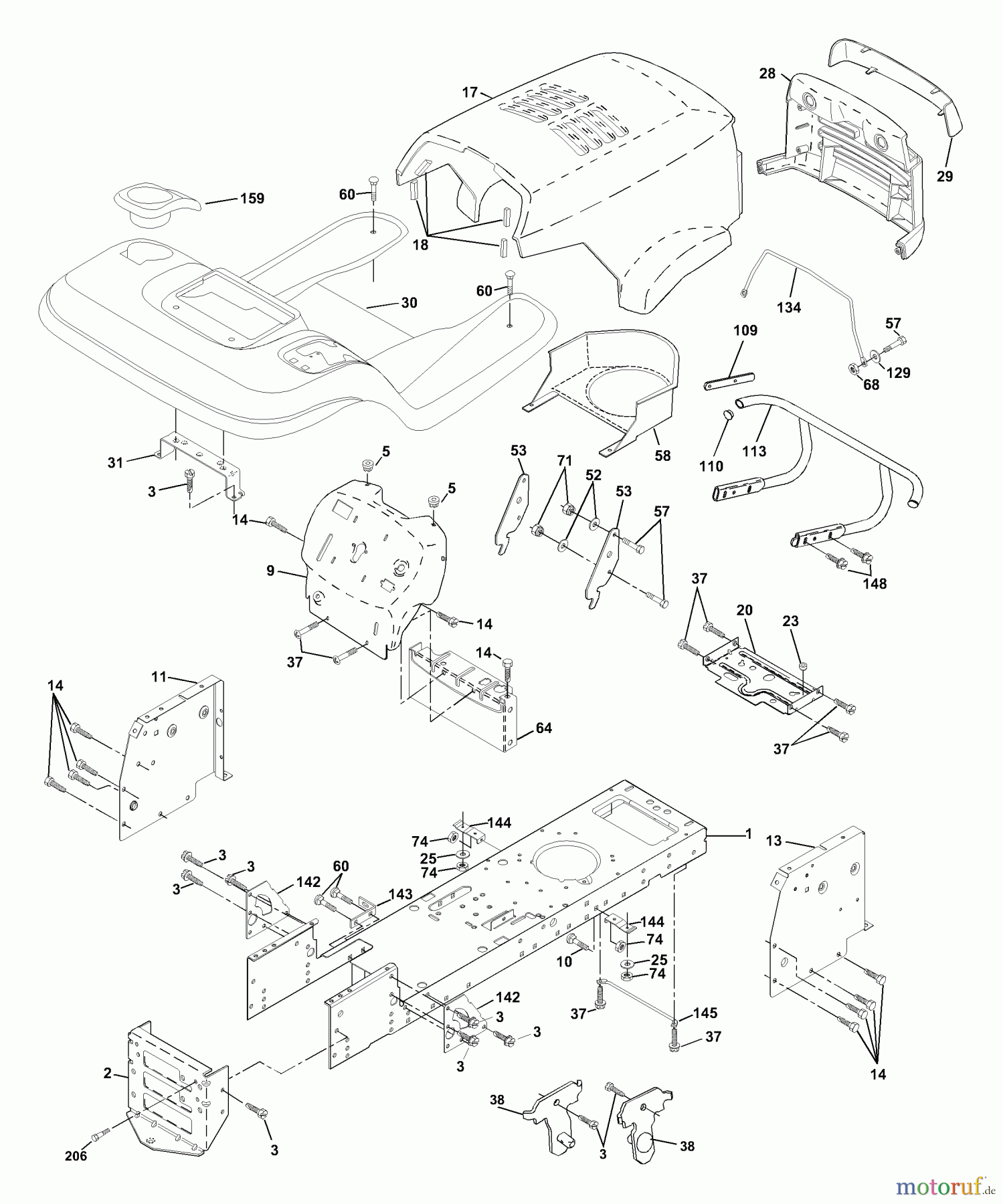 Husqvarna Rasen und Garten Traktoren LTH 130 (954140107A) - Husqvarna Lawn Tractor (1999-11 & After) Chassis And Enclosures