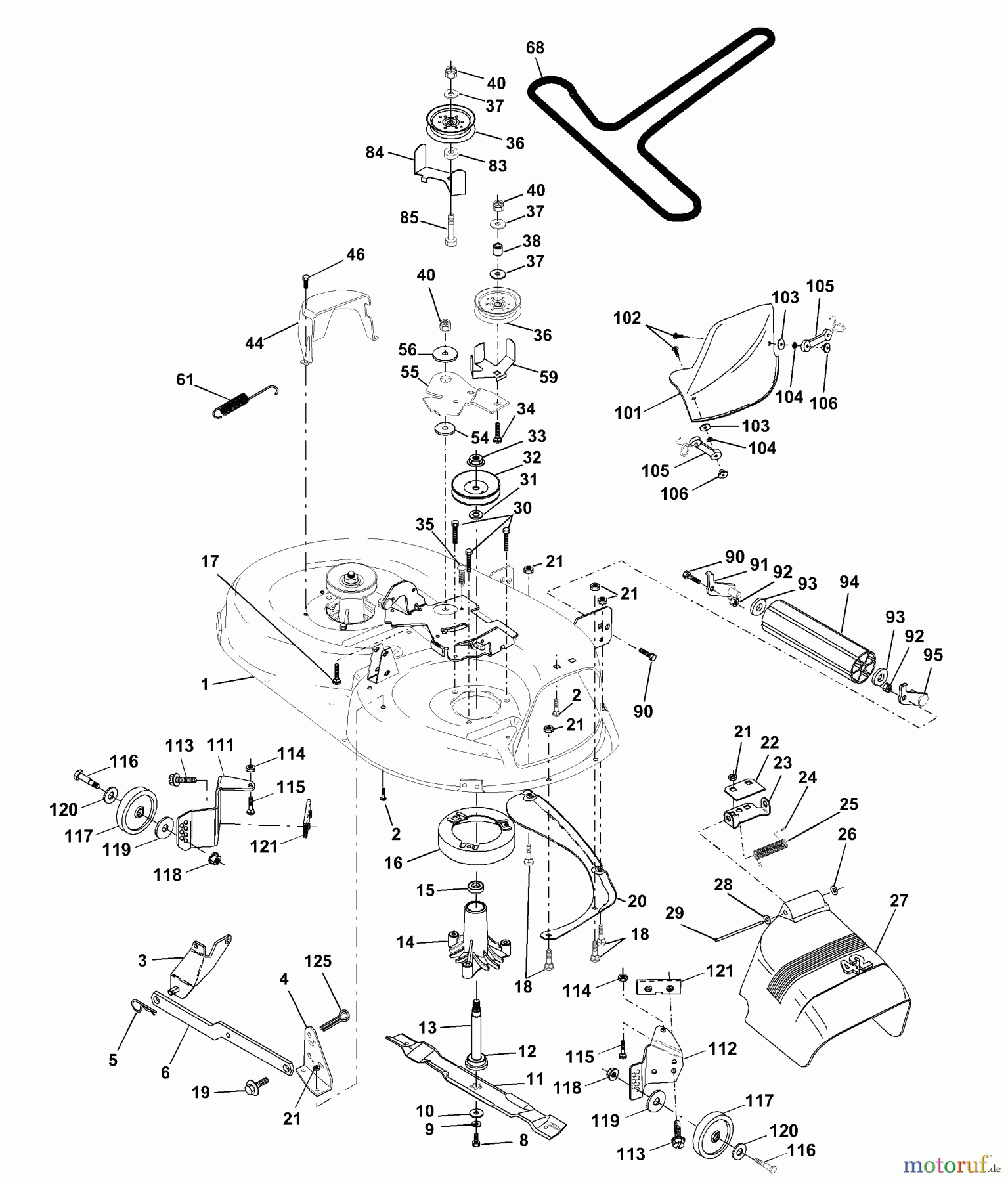 Husqvarna Rasen und Garten Traktoren LTH 130 (954830061A) - Husqvarna Lawn Tractor (1996-01 & After) Mower Deck