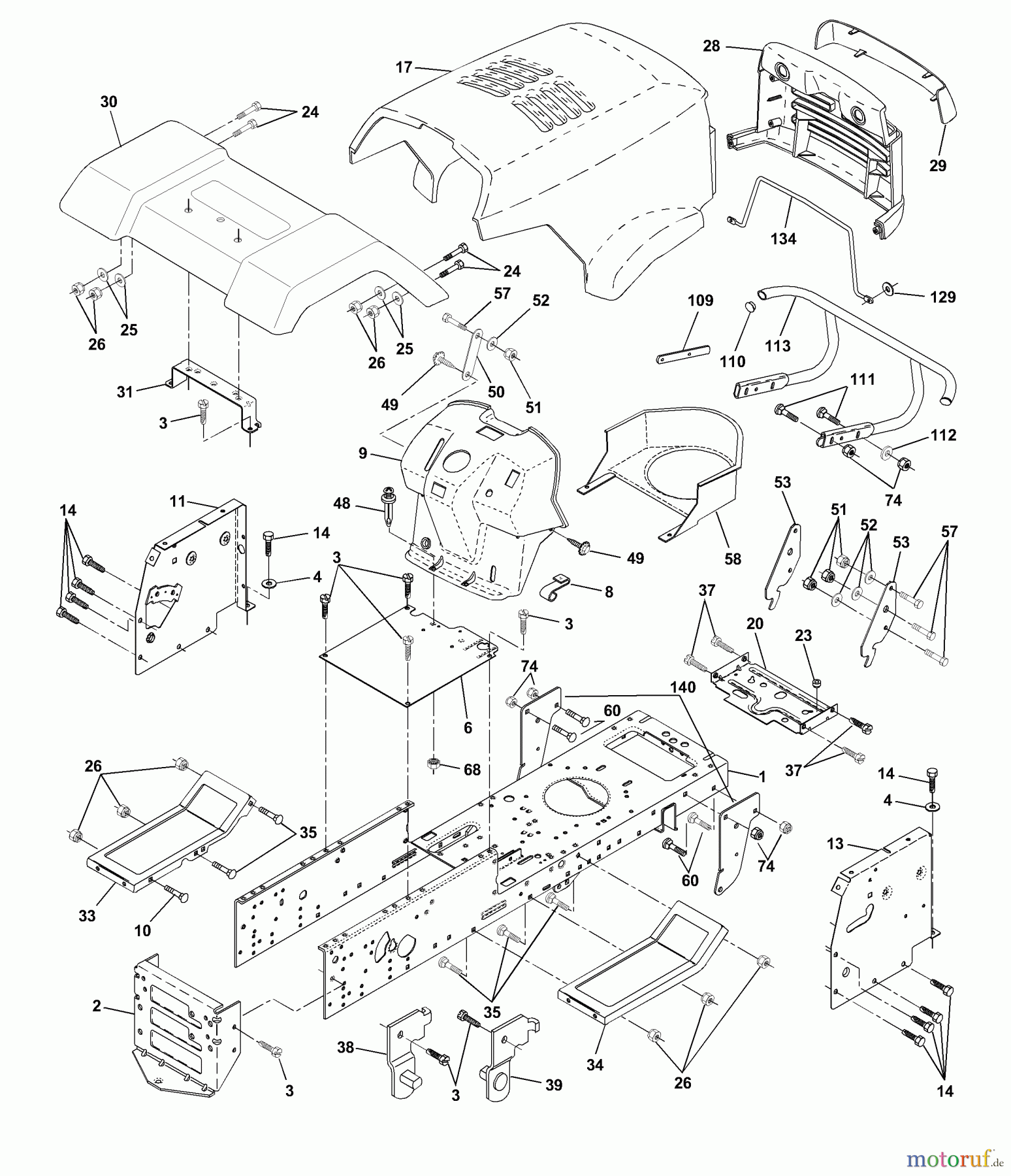 Husqvarna Rasen und Garten Traktoren LTH 130 (954830061B) - Husqvarna Lawn Tractor (1996-02 & After) Chassis And Enclosures