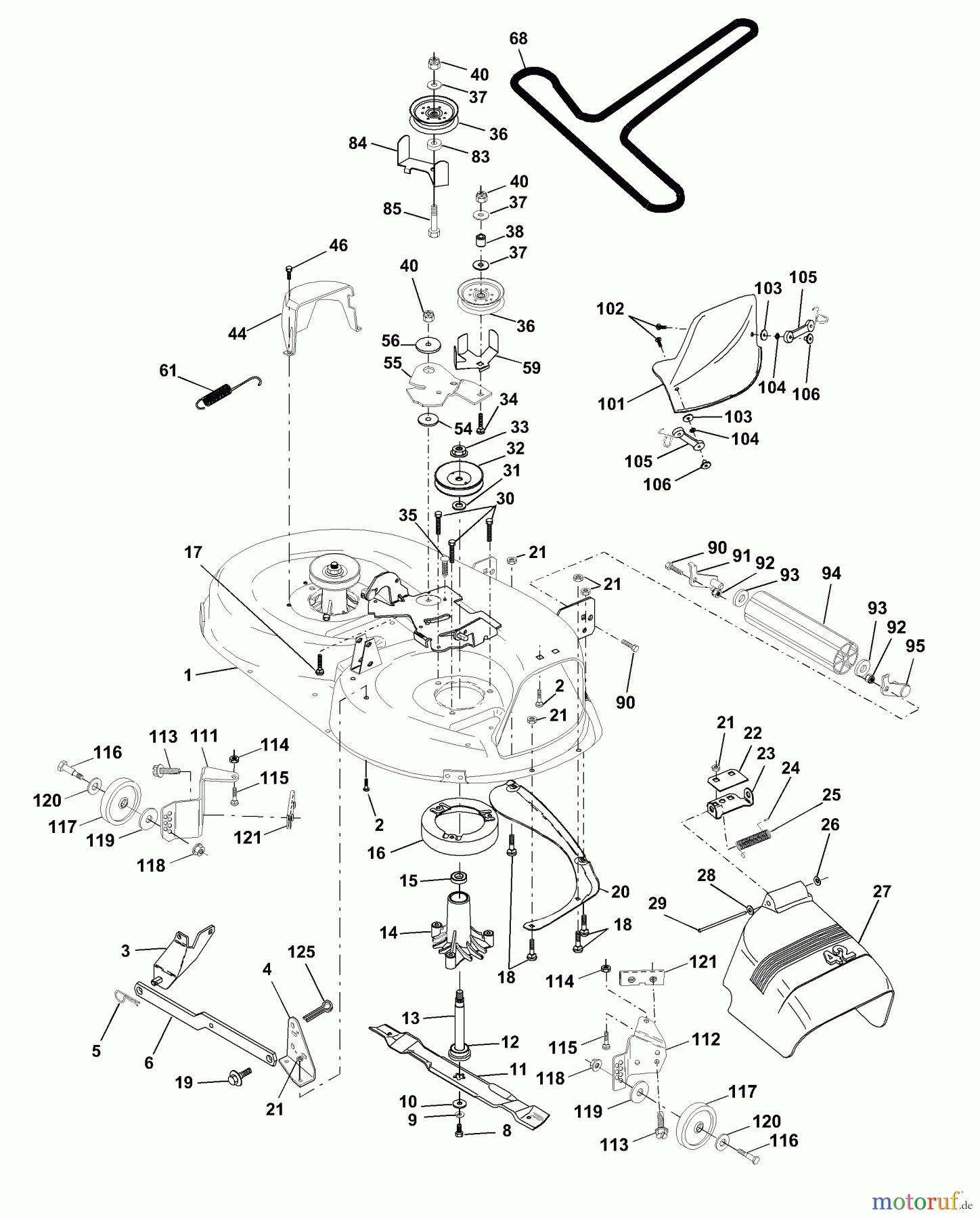 Husqvarna Rasen und Garten Traktoren LTH 130 (954830061B) - Husqvarna Lawn Tractor (1996-02 & After) Mower Deck