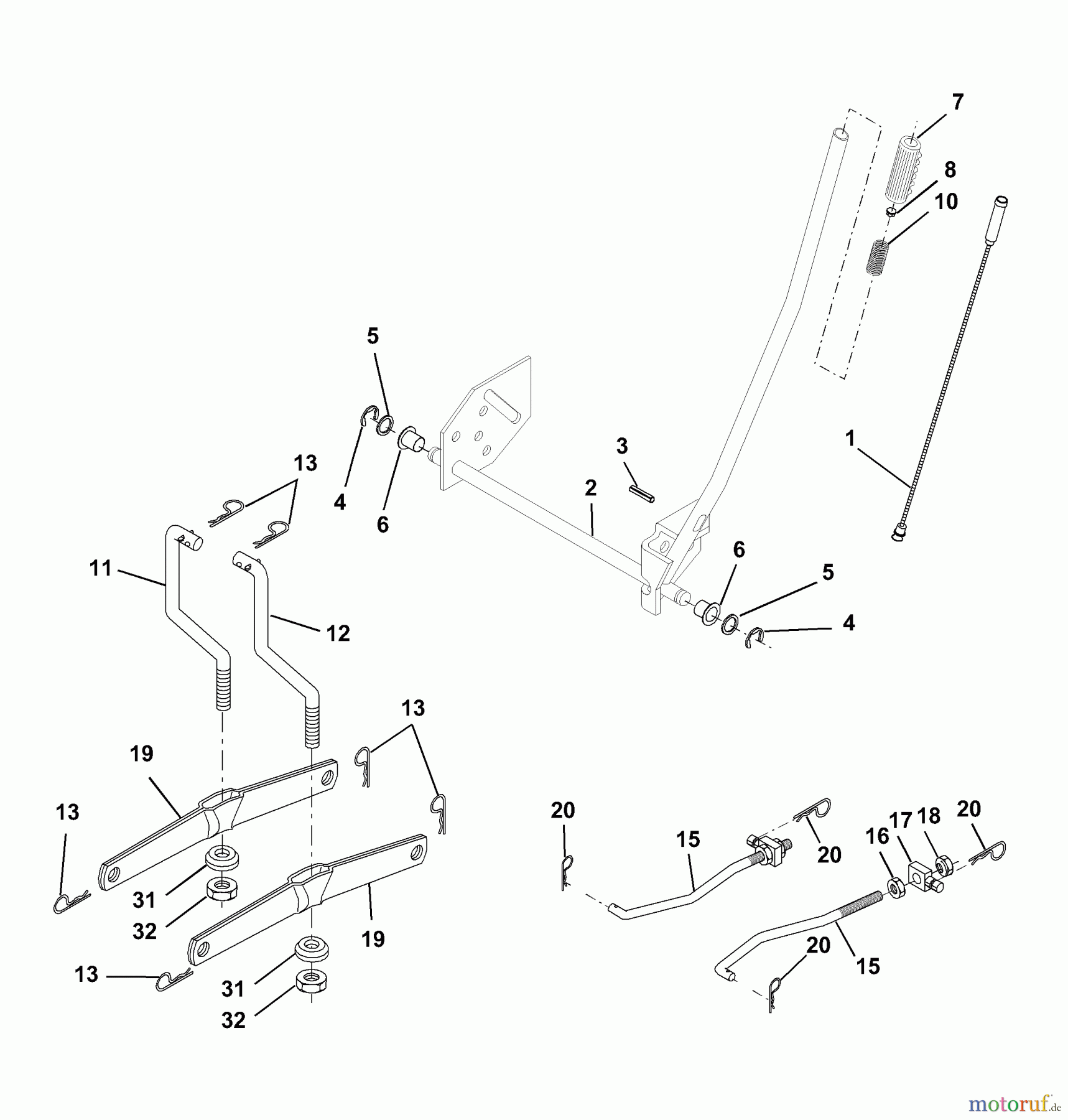 Husqvarna Rasen und Garten Traktoren LTH 130 (954830061B) - Husqvarna Lawn Tractor (1996-02 & After) Mower Lift