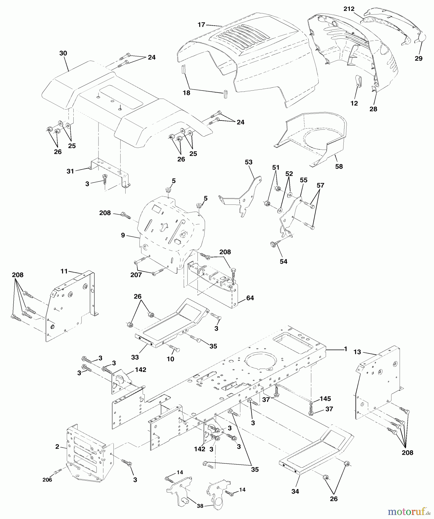 Husqvarna Rasen und Garten Traktoren LTH 1342 (954568519) (LTHK 1342 A) - Husqvarna Lawn Tractor (2002-01 to 2002-01) Chassis And Enclosures