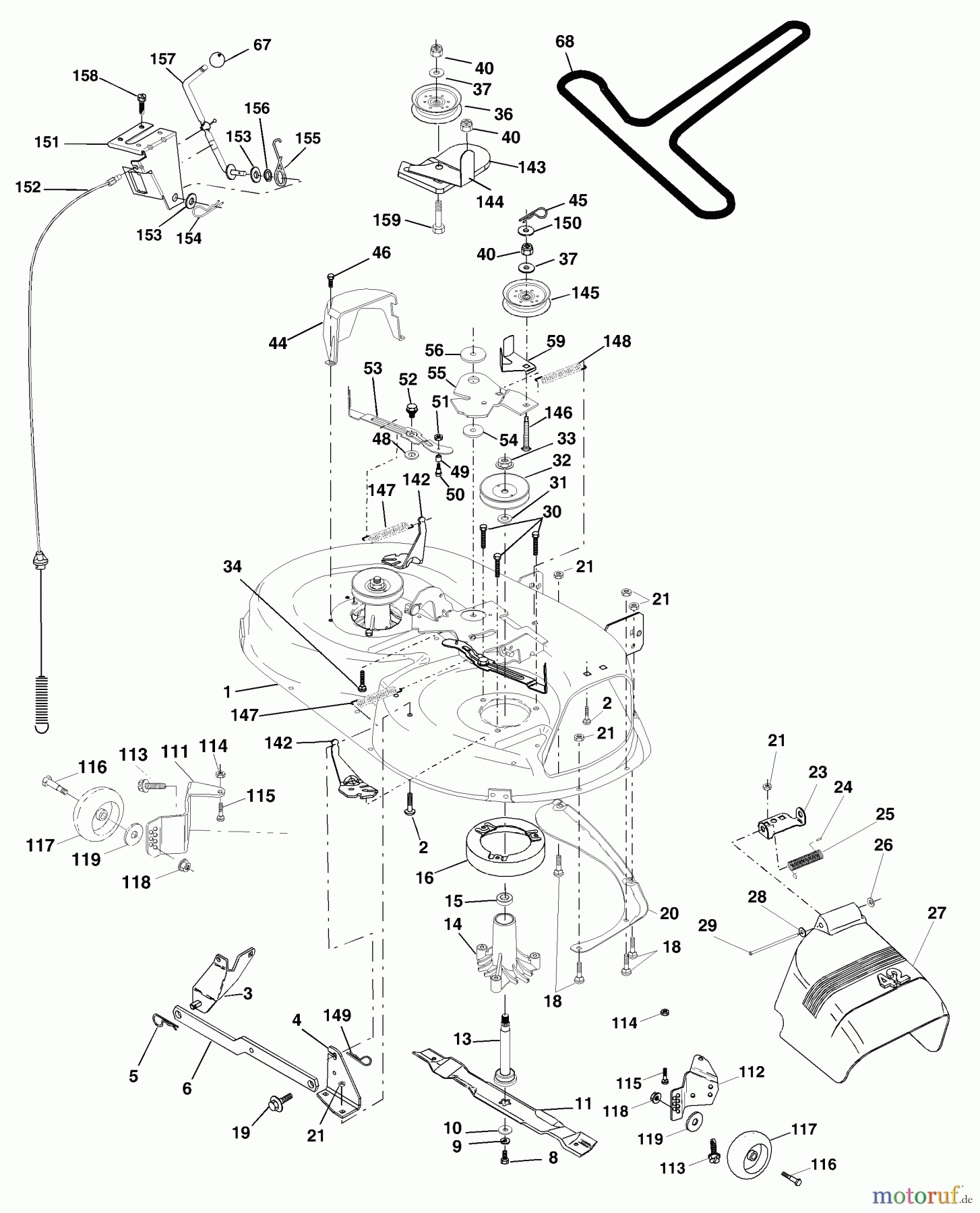 Husqvarna Rasen und Garten Traktoren LTH 1342 (954568519) (LTHK 1342 A) - Husqvarna Lawn Tractor (2002-01 to 2002-01) Mower Deck