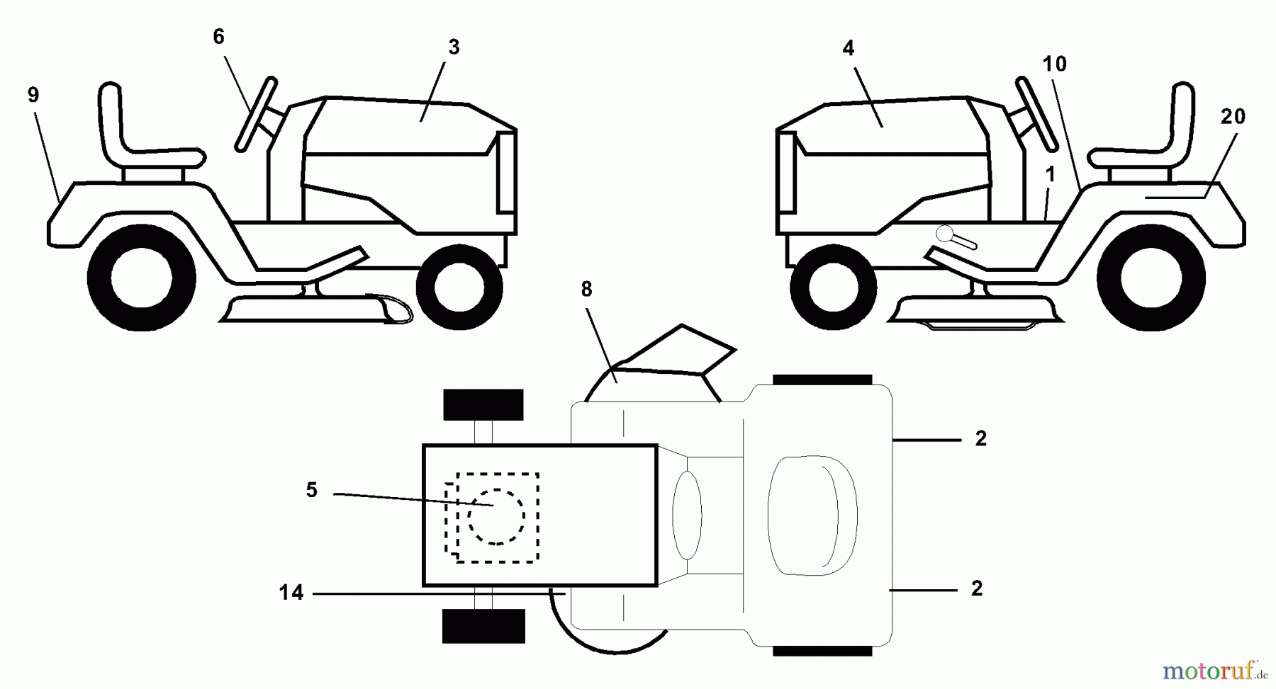 Husqvarna Rasen und Garten Traktoren LTH 1342A (954567031) - Husqvarna Lawn Tractor (2000-12 & After) Decals