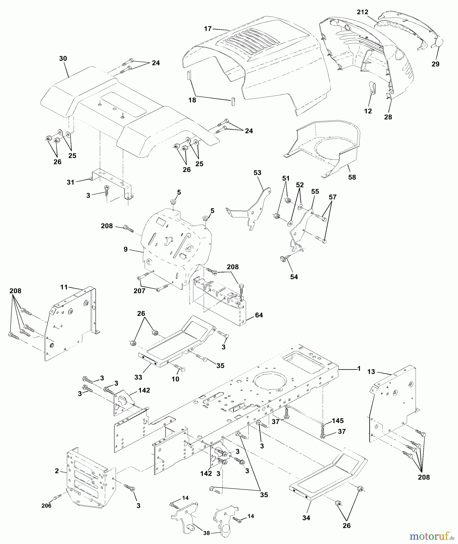 Husqvarna Rasen und Garten Traktoren LTH 1342B (954567031) - Husqvarna Lawn Tractor (2001-01 & After) Chassis And Enclosures