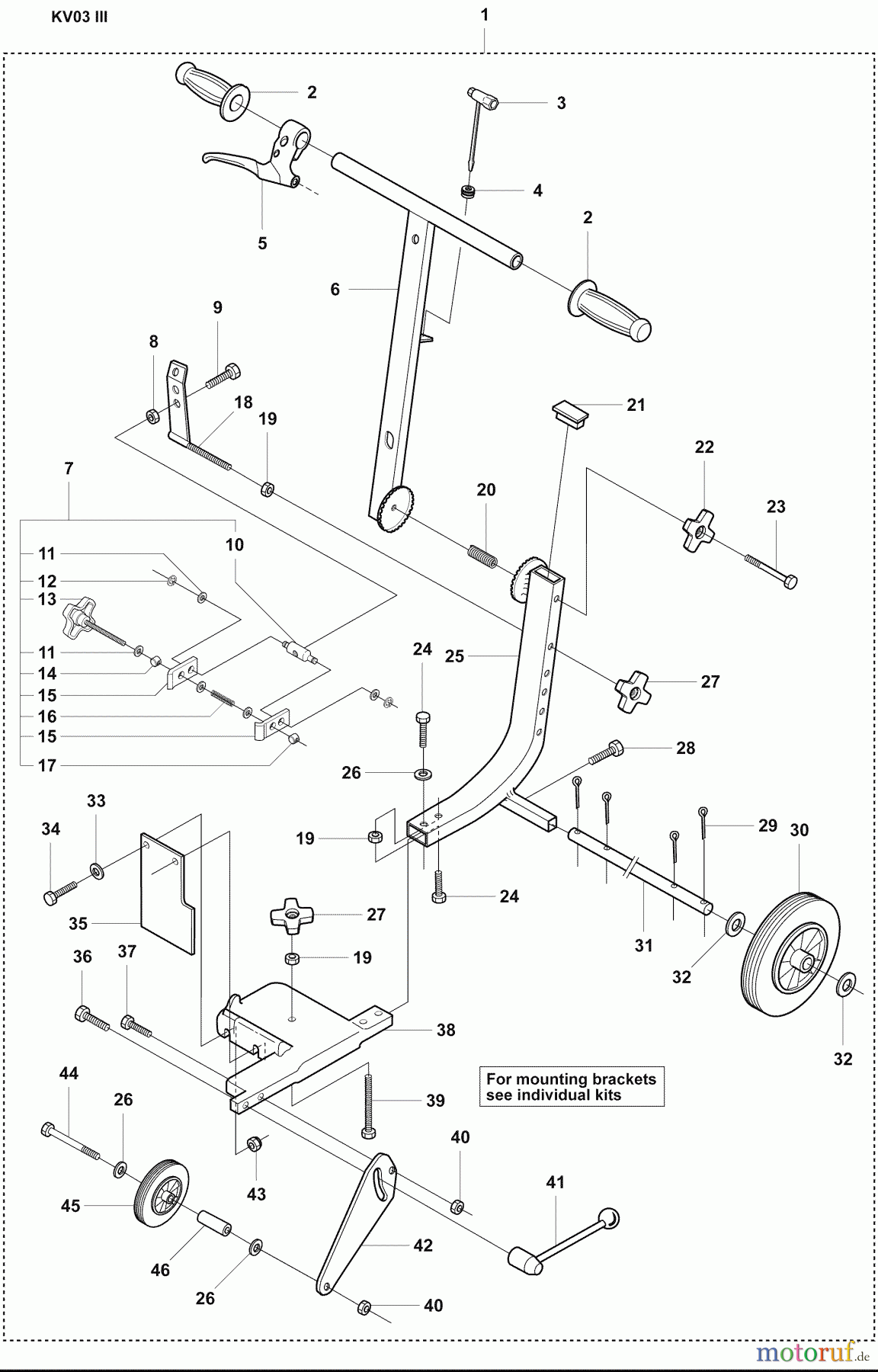 Husqvarna Zubehör, Sägen KV 03 III - Husqvarna Trolley Cart for 371 K / 375 K / 3210 K (2007-07 & After) Page A KV03 III