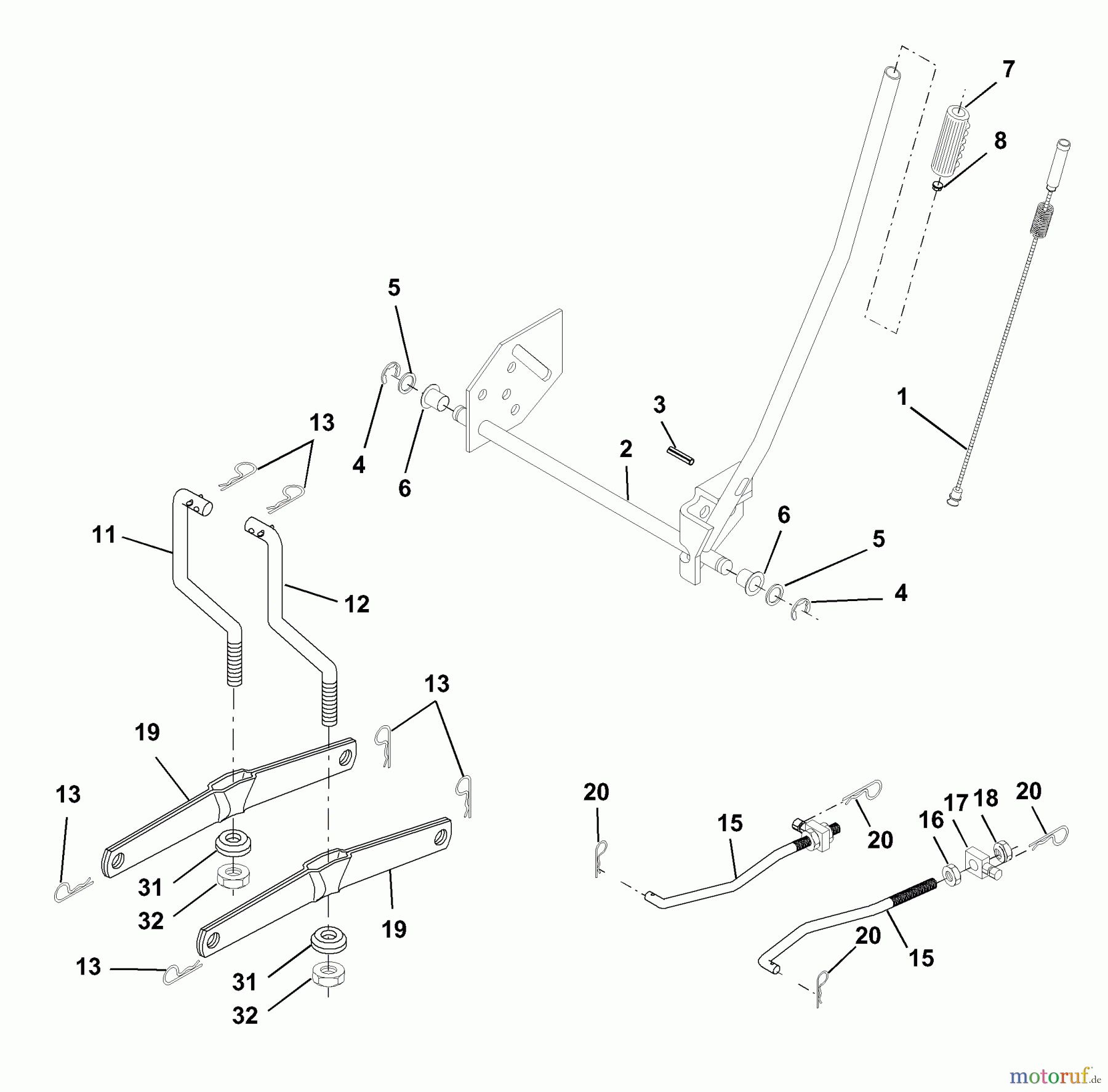 Husqvarna Rasen und Garten Traktoren LTH 1342B (954567031) - Husqvarna Lawn Tractor (2001-01 & After) Mower Lift