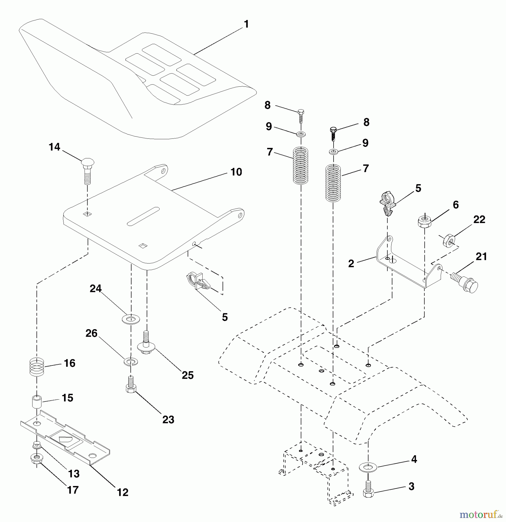 Husqvarna Rasen und Garten Traktoren LTH 1342C (954567031) - Husqvarna Lawn Tractor (2001-11 & After) Seat Assembly