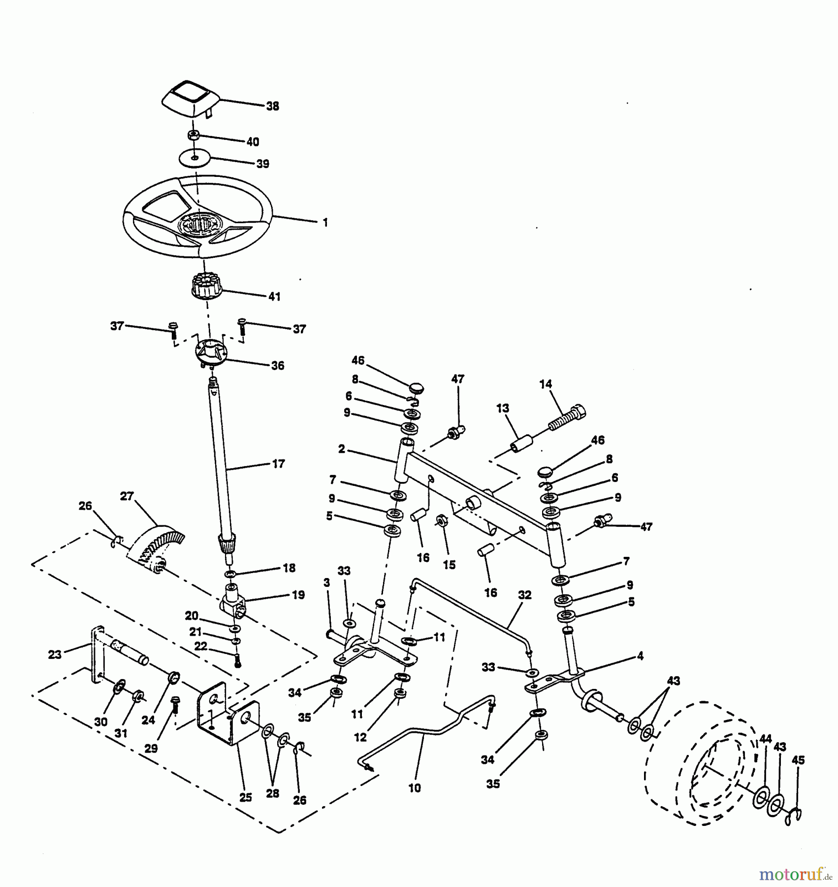 Husqvarna Rasen und Garten Traktoren LTH 140 (954000642) (HN14H42A) - Husqvarna Lawn Tractor (1994-01 & After) Steering Assembly
