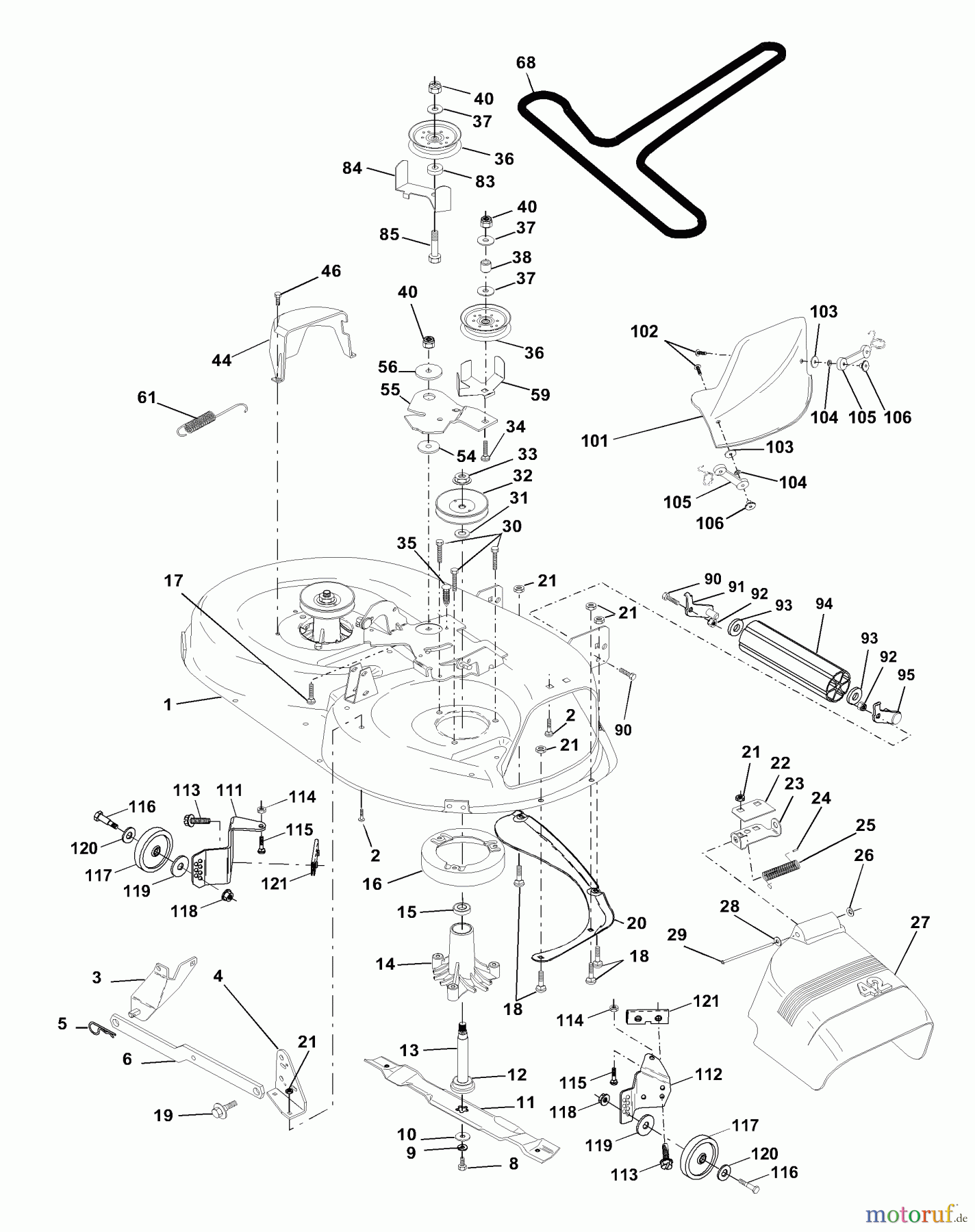 Husqvarna Rasen und Garten Traktoren LTH 140 (954001192A) - Husqvarna Lawn Tractor (1995-01 & After) Mower 42